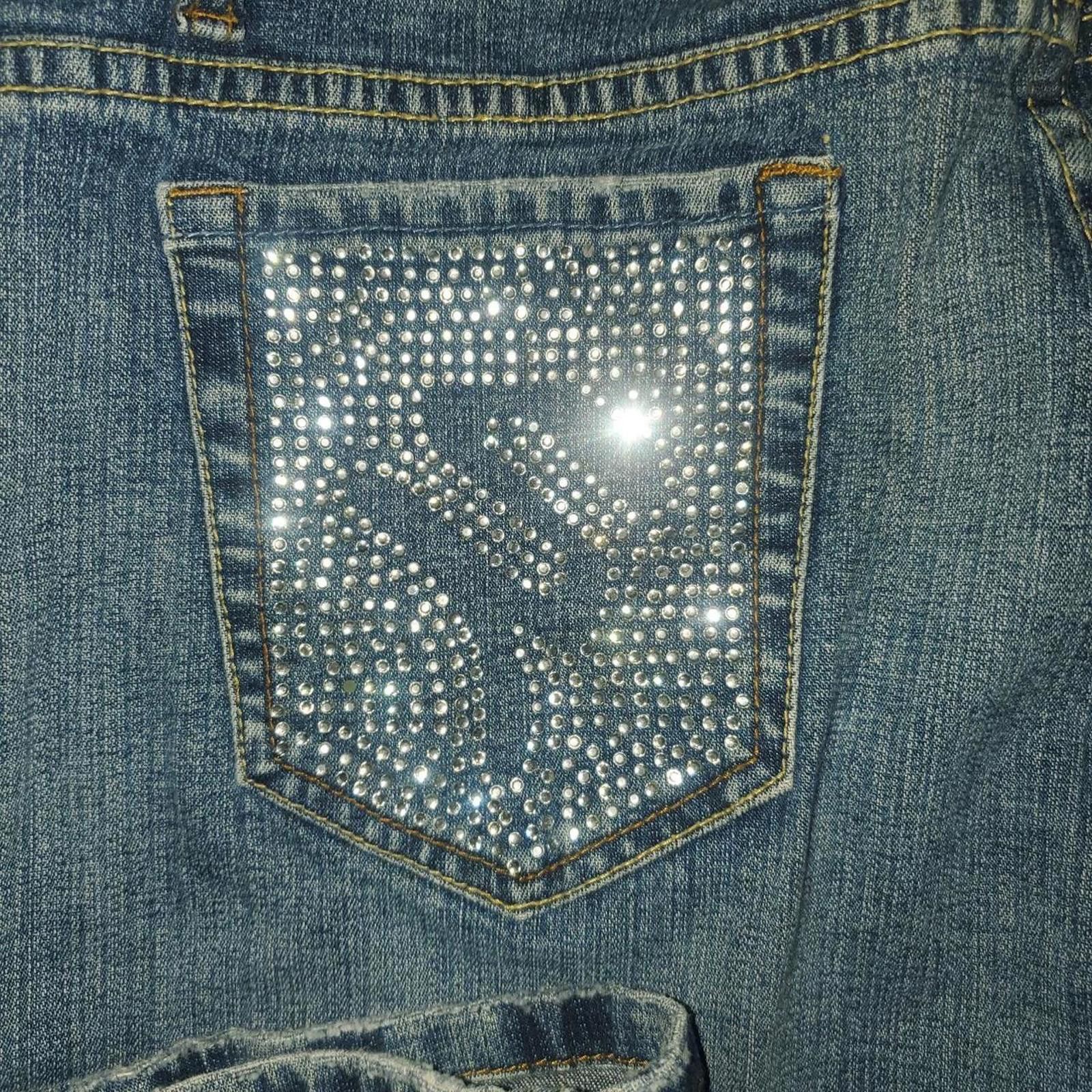Other Vintage Yuka Jean Women's Blue and Silver Jeans Size 32" / US 10 / IT 46 - 5 Thumbnail