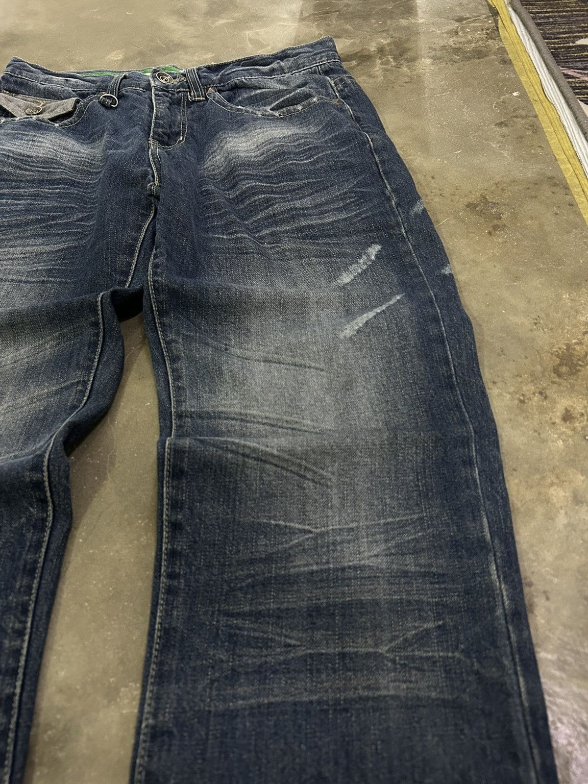 GOSTAR DE FUGA Nylaus Y2K Distressed Baggy Studded Heavy Washed Whisker Size US 30 / EU 46 - 6 Thumbnail