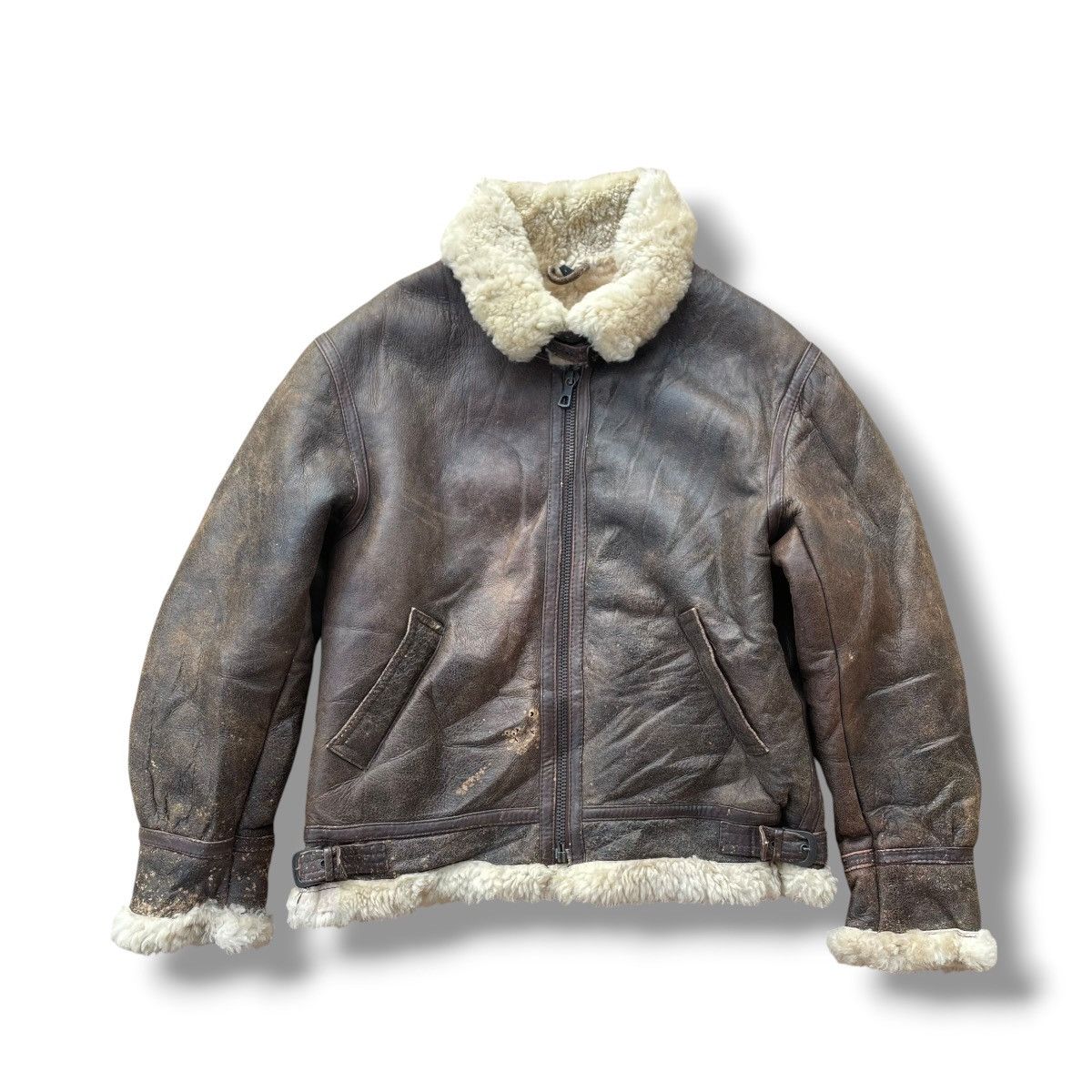 Genuine Leather VINTAGE SPRAZZO MODA SPORTIVO B3 SHEARLING FUR JACKET Size US L / EU 52-54 / 3 - 2 Thumbnail