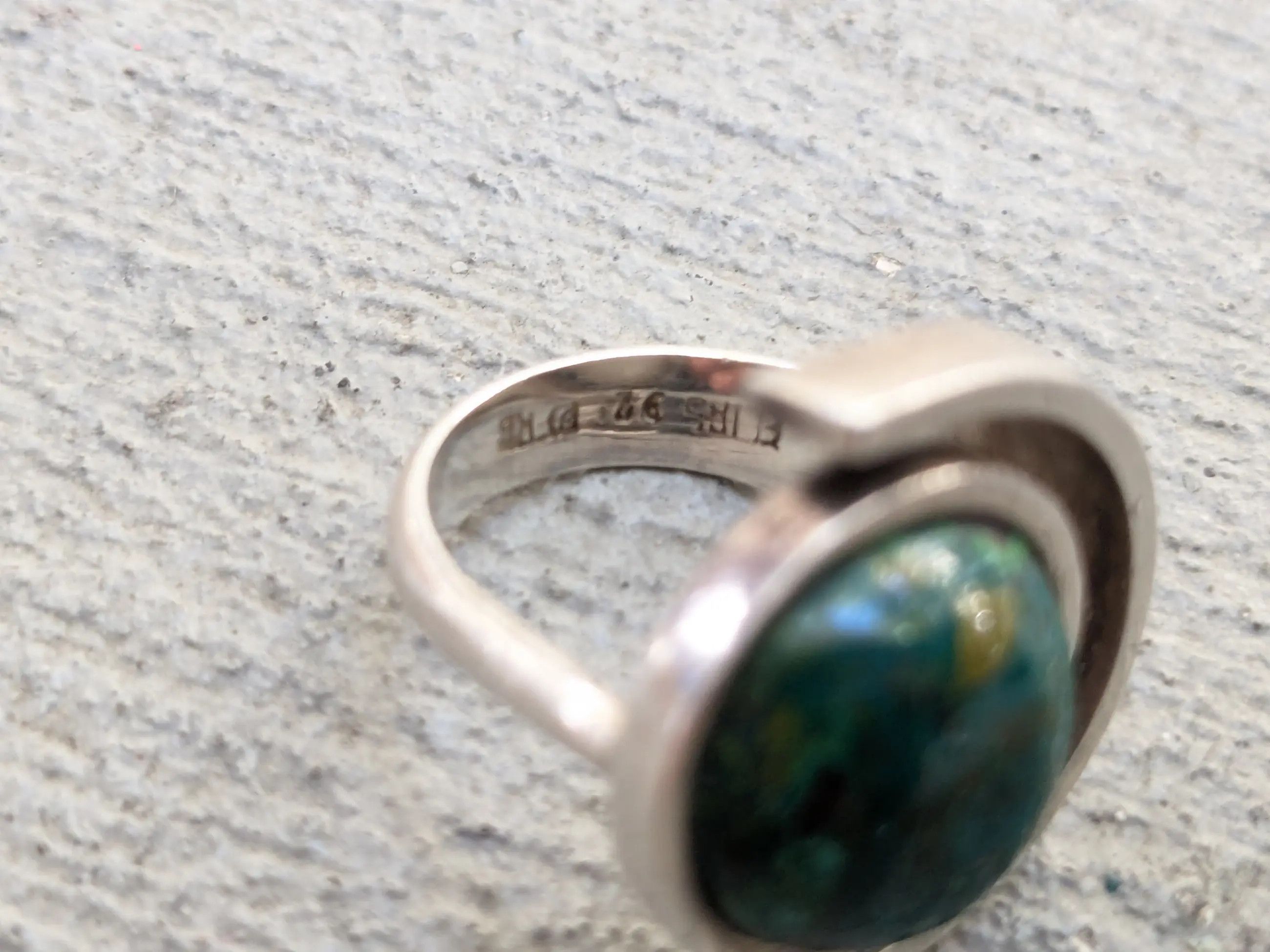 Jewelry Vintage Sterling Silver Ring Chrysocolla Size 7 Modern Size ONE SIZE - 6 Thumbnail