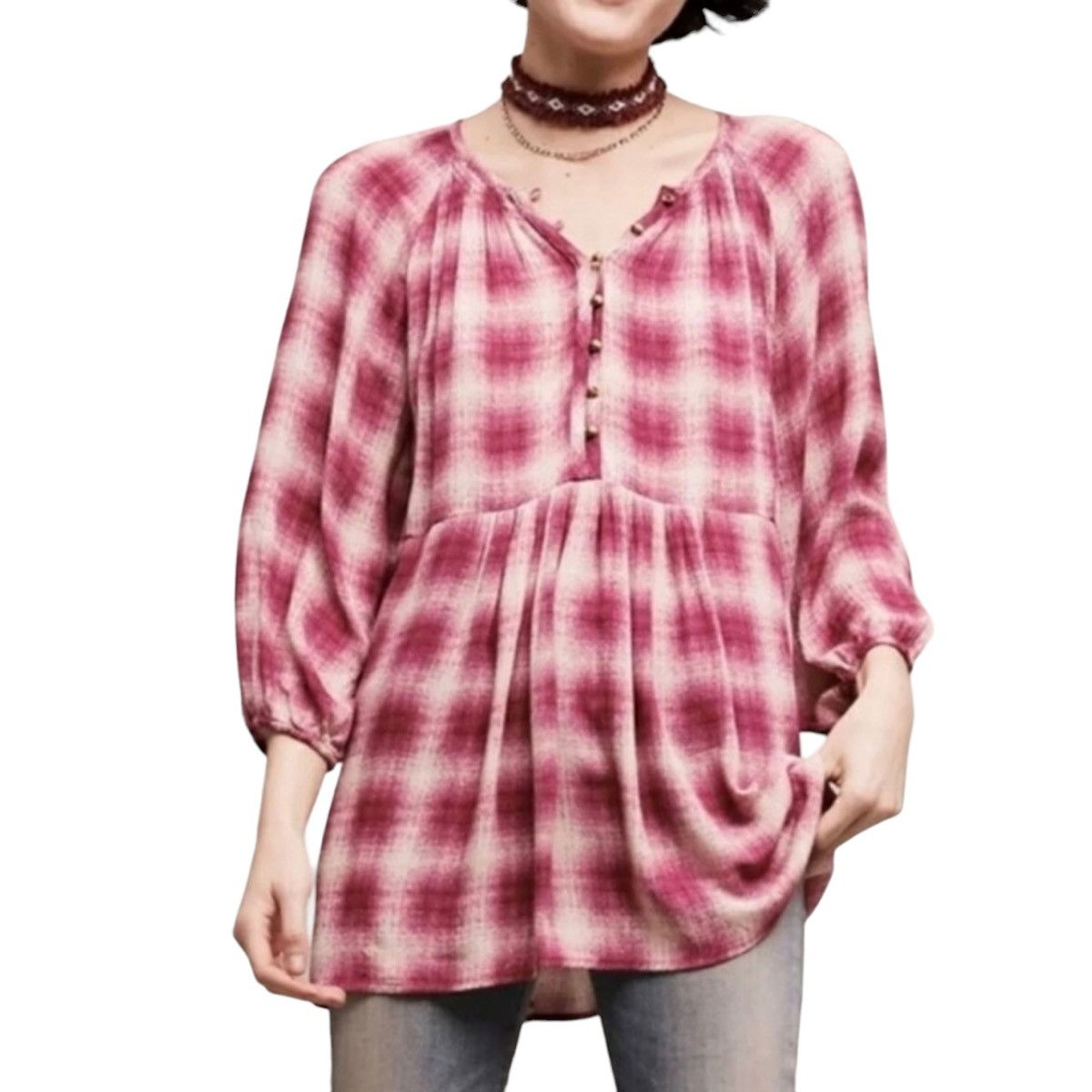 Anthropologie Anthropologie Maeve plaid peplum top Size M / US 6-8 / IT 42-44 - 1 Thumbnail