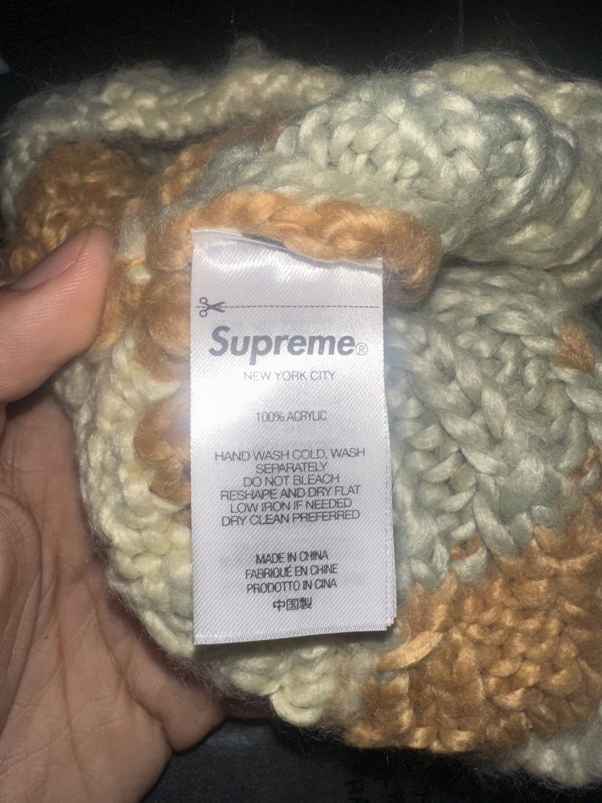 Supreme Supreme block knit beanie (tan) | Grailed