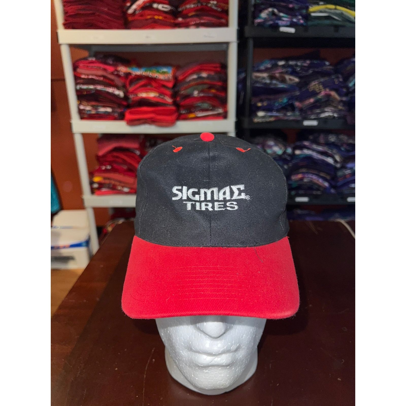 Vintage Vintage Sigmae Tires Hat Tire Black Red Cap Headwear Size ONE SIZE - 1 Thumbnail