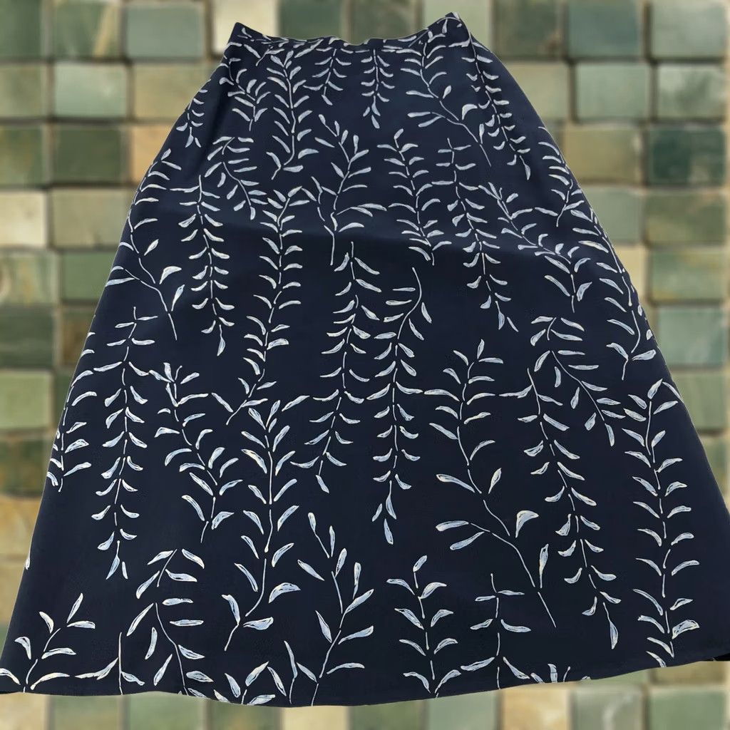 Vintage Due Per Due 100% Silk Lined Maxi Skirt Blue 10 Fits 29In Button Zip PLS READ Size 32" / US 10 / IT 46 - 1 Thumbnail