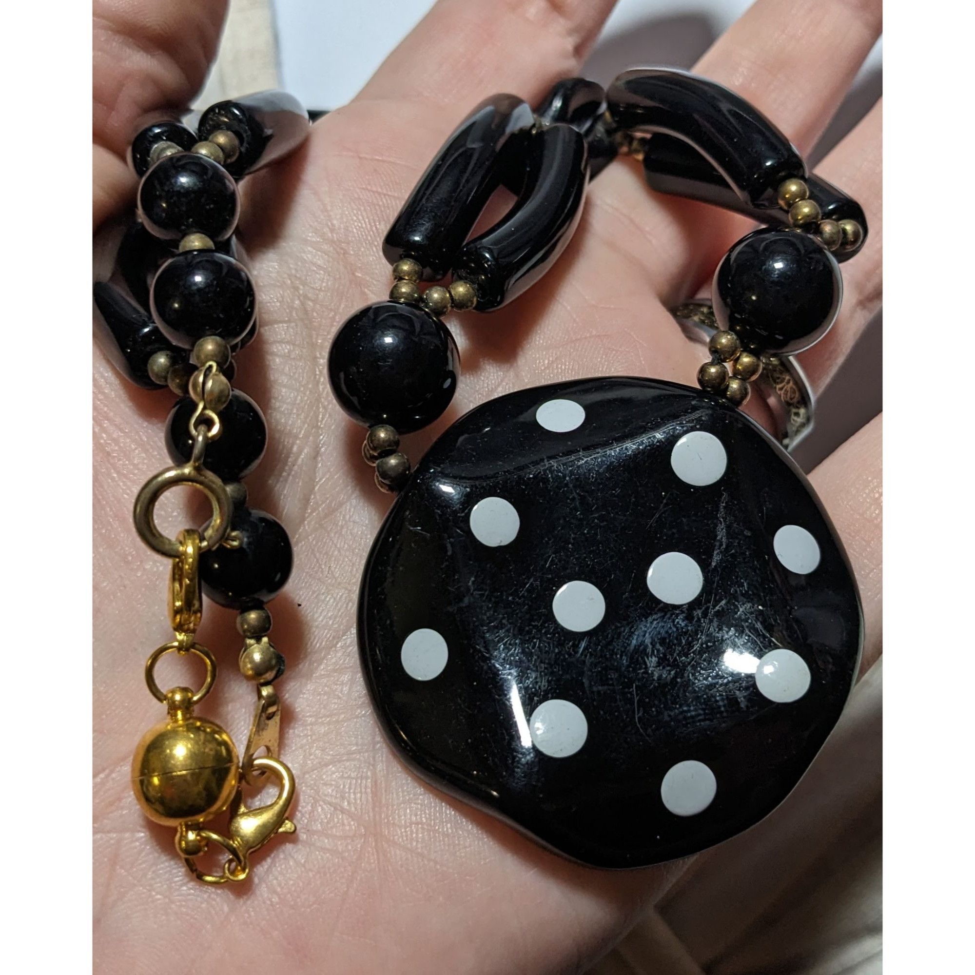 Other Vintage 70s Black Lucite Statement Necklace Size ONE SIZE - 4 Thumbnail