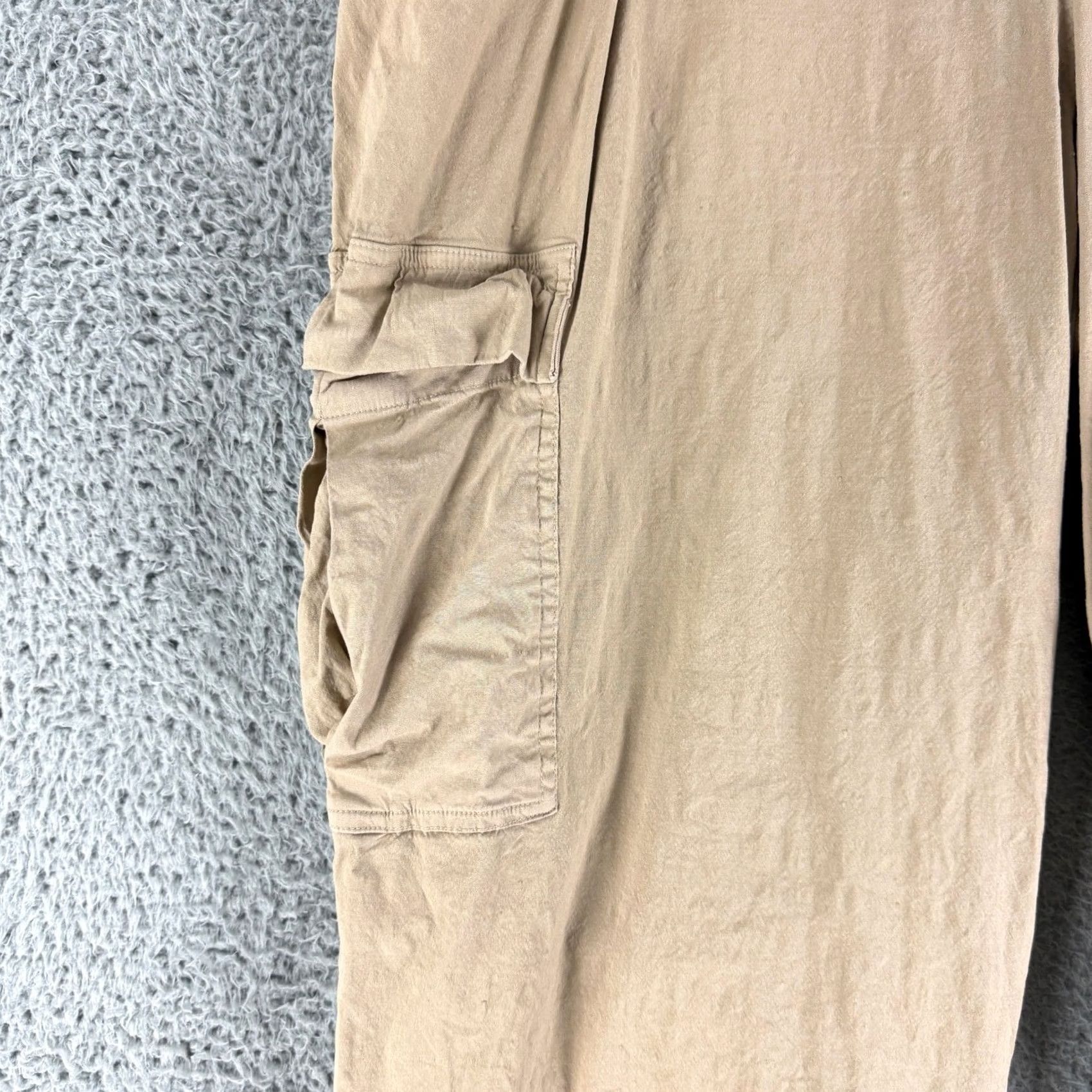 Athleta Athleta Cargo Pants Womens XL Tan Linen Blend Wide Leg Pockets 777370-00 Size 40" / US 18 - 2 Thumbnail