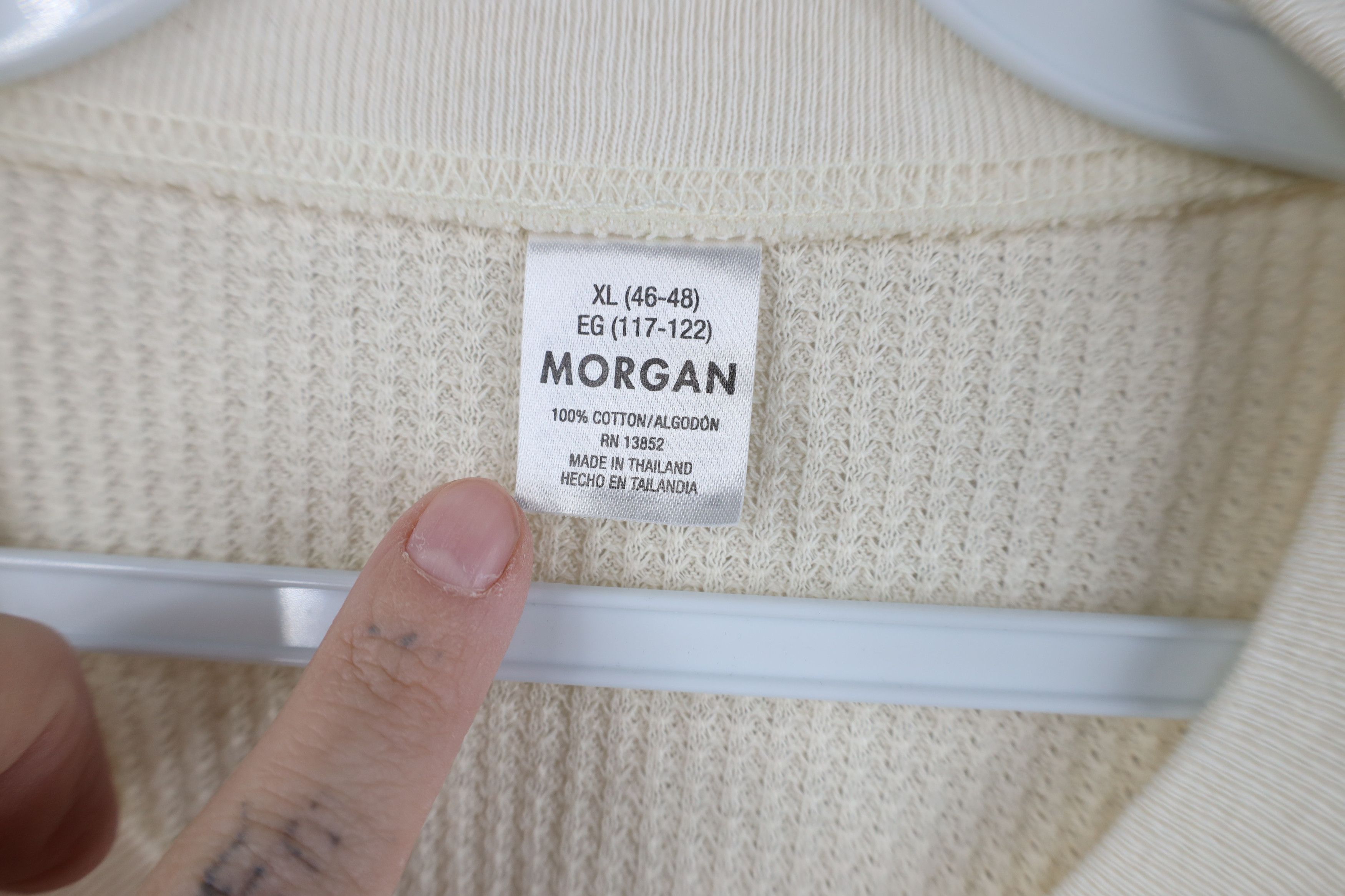 Vintage Vintage 90s Streetwear Waffle Knit Long Sleeve T-Shirt Beige Size US XL / EU 56 / 4 - 6 Thumbnail