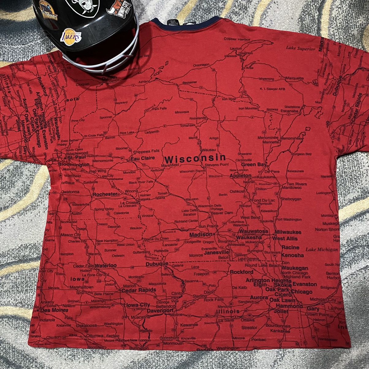 Vintage Wisconsin Road Map AOP Shirt Size US XXL / EU 58 / 5 - 2 Thumbnail