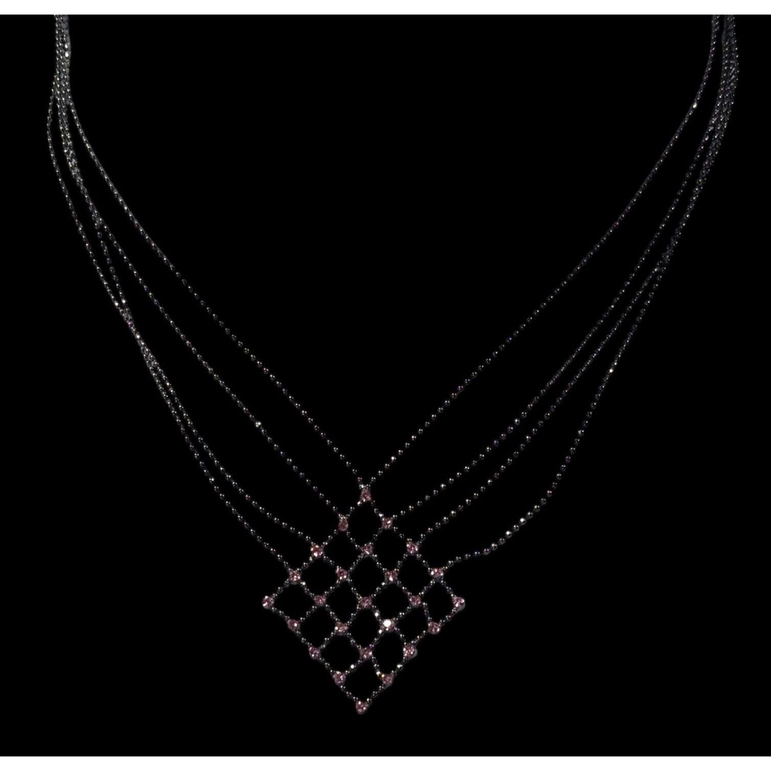 Other Pastel Goth Pink Rhinestone Chain Lattice Necklace Size ONE SIZE - 6 Thumbnail