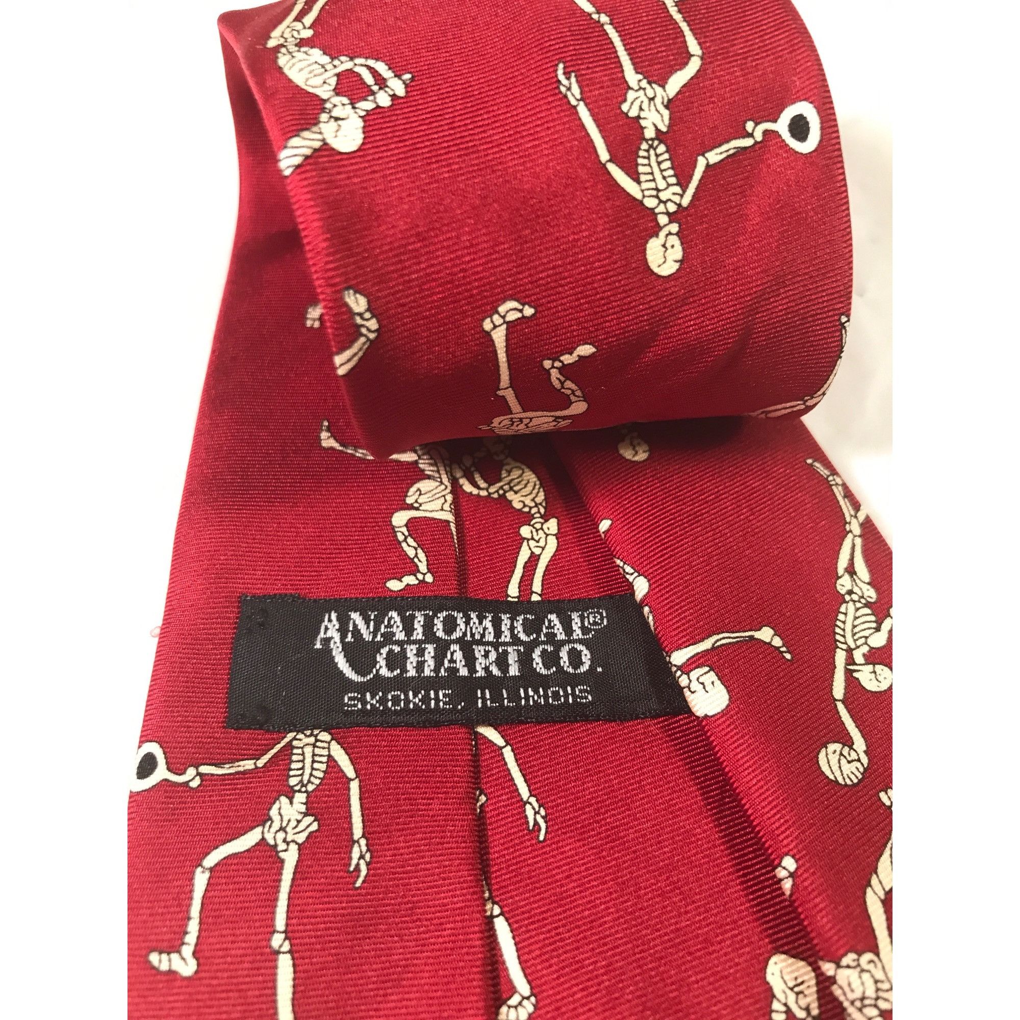 Other Anatomical Chart Co. Red Silk Skeletons Playing SportsTie Size ONE SIZE - 4 Thumbnail