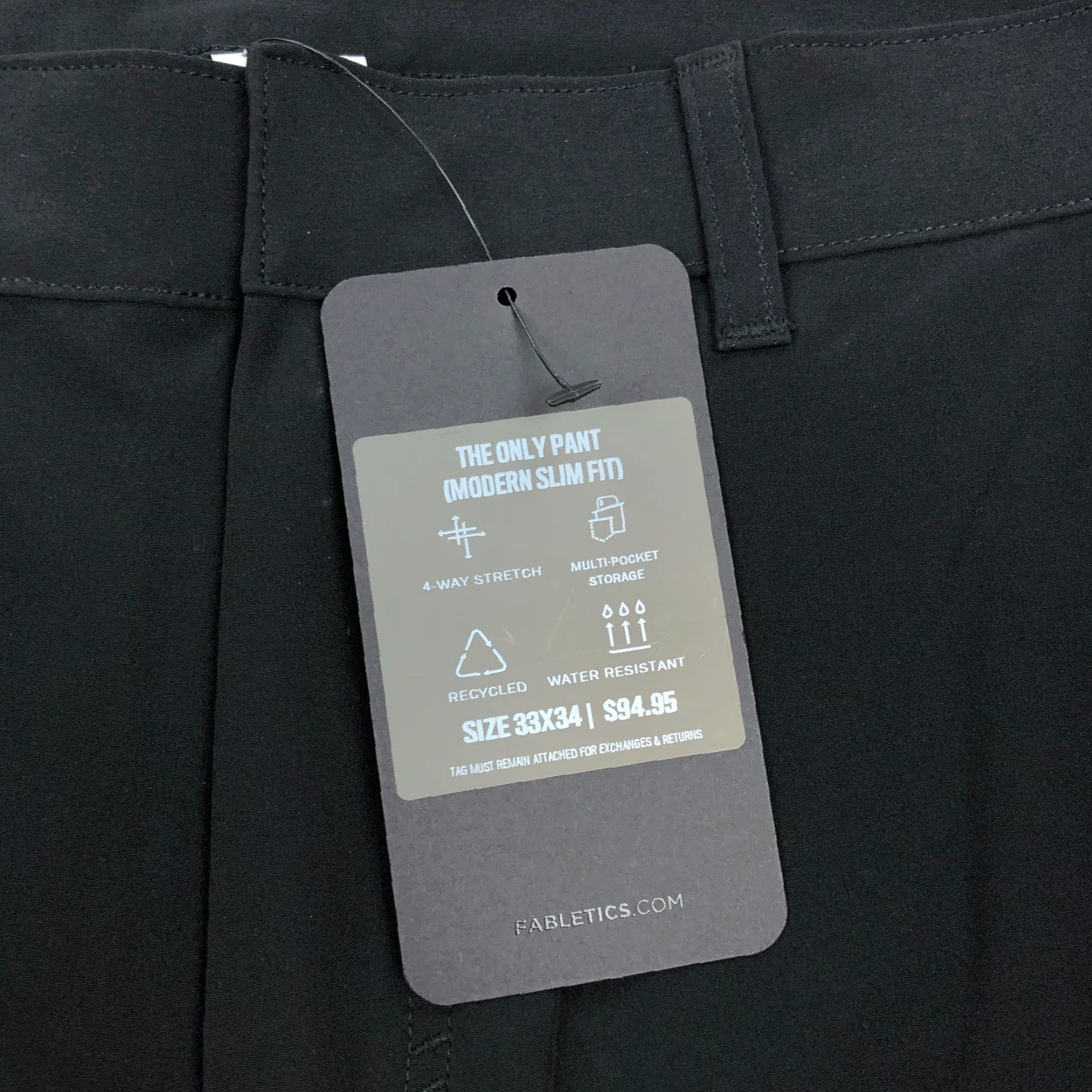 Fabletics Fabletics The Only Pants Slim Mens 33x34 Black Modern Chino Athletic Casual Workwear Urban Preppy City 9-5 Mens Size US 33 - 3 Thumbnail