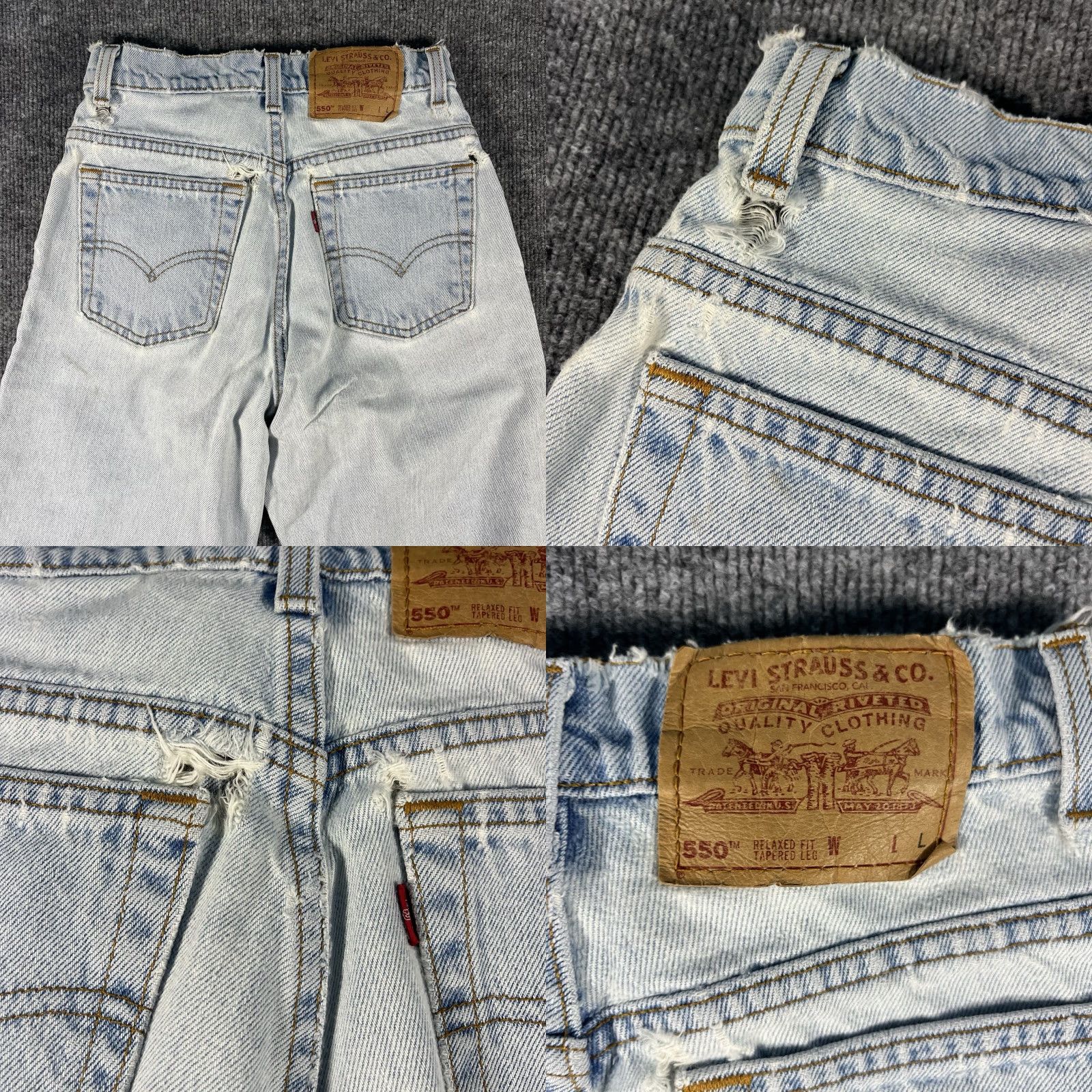 Levi's VINTAGE Levi's 550 Jeans 26x31 Light Wash Distressed 90s USA Mens Size US 26 / EU 42 - 8 Thumbnail