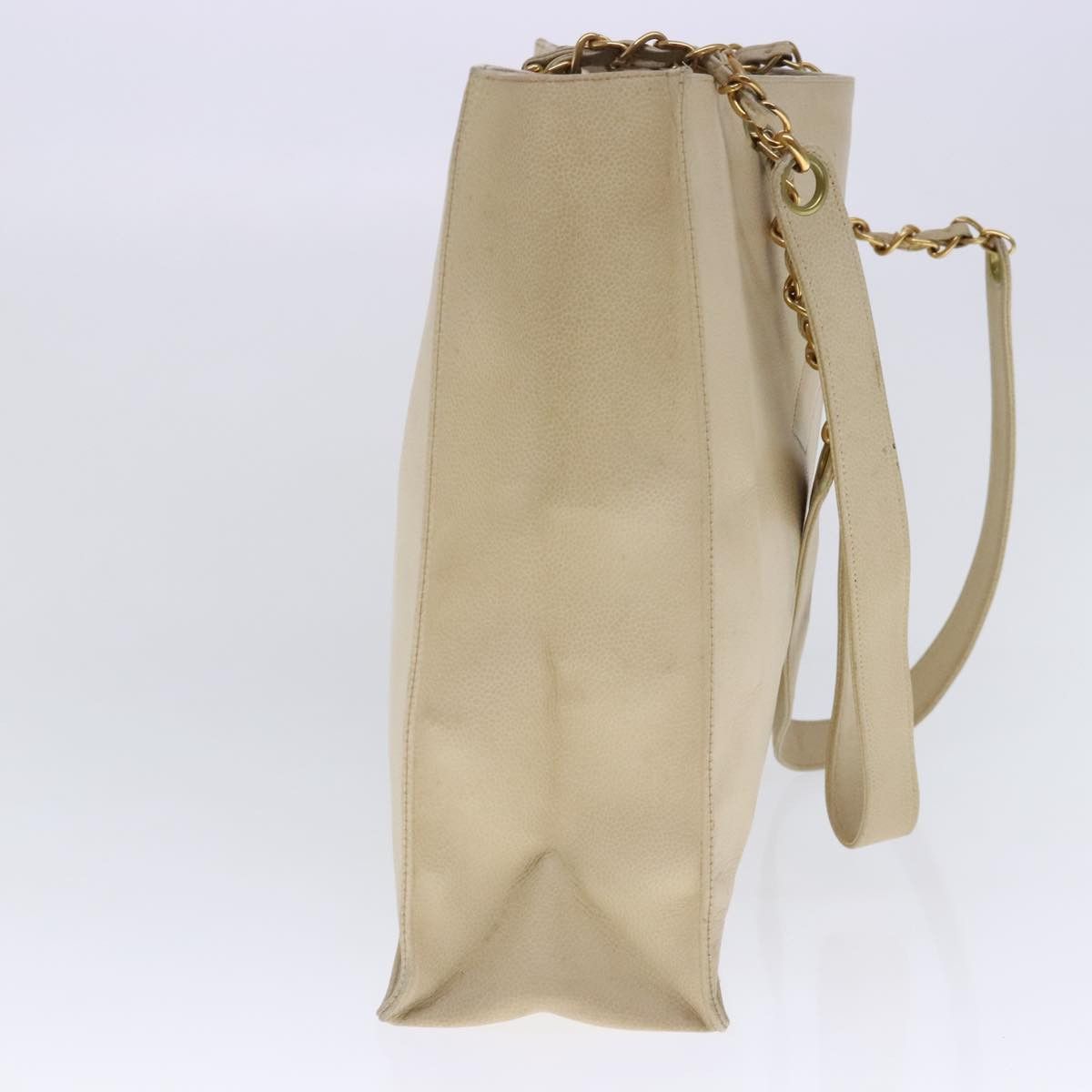 Chanel CHANEL Coco Mark Chain Tote Bag Caviar Skin Beige Gold CC Size ONE SIZE - 4 Thumbnail