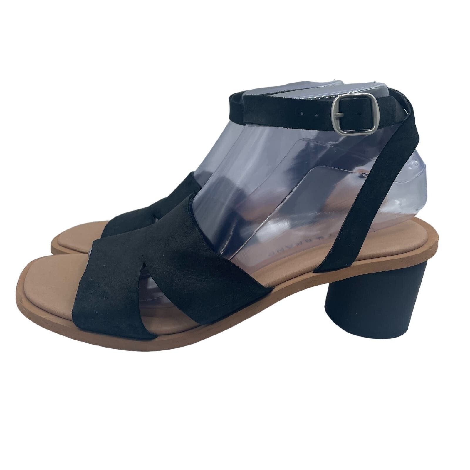 Lucky Brand Lucky Brand Pemal Black Leather Sandals Heels 9 Size US 9 / EU 42 - 1 Thumbnail