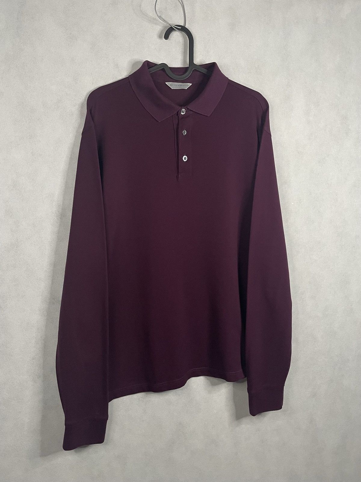 Designer × Gieves & Hawkes Gieves&Hawkes Burgundy Longsleeve Polo Old Money Luxury Size US L / EU 52-54 / 3 - 3 Thumbnail