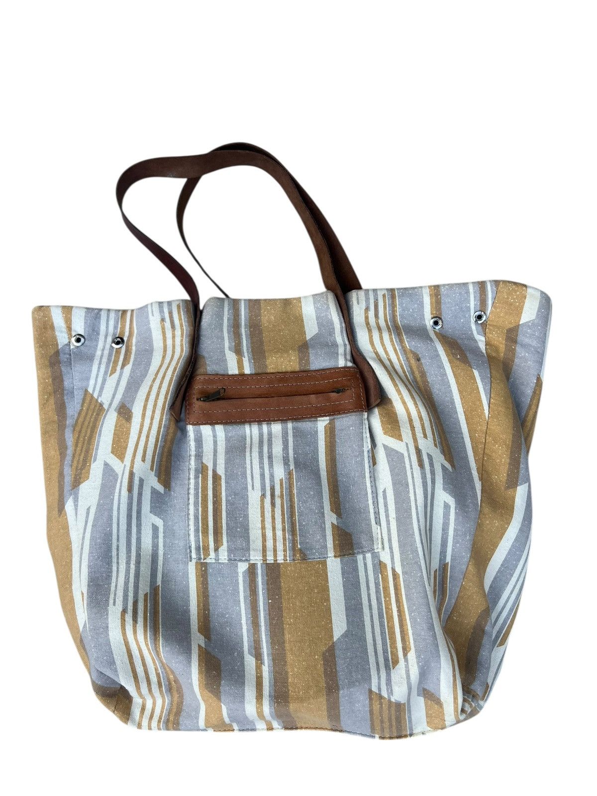 Leather Vintage Icaru Japan Faded Distressed Patina Leather Tote Bag Size ONE SIZE - 12 Thumbnail