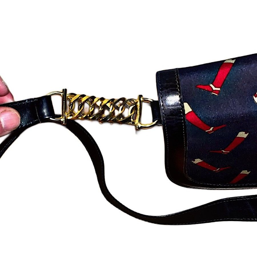 Gucci Authentic Vintage Gucci Navy Riding BootsMotif Crossbody Bag Size ONE SIZE - 3 Thumbnail