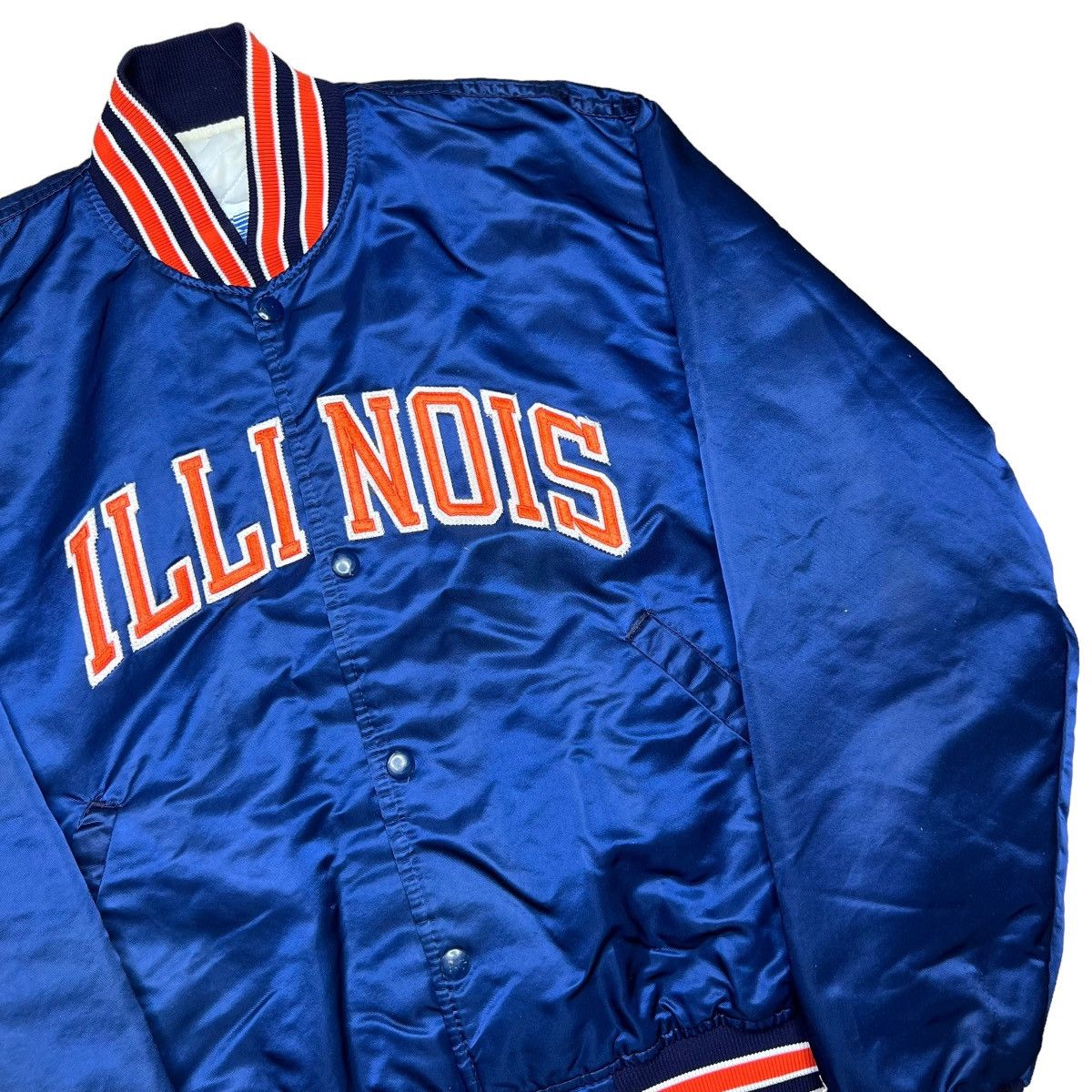 NCAA × Starter × Vintage Vintage 80s NCAA Fighting Illini Starter Satin Bomber Jacket Size US L / EU 52-54 / 3 - 12 Thumbnail