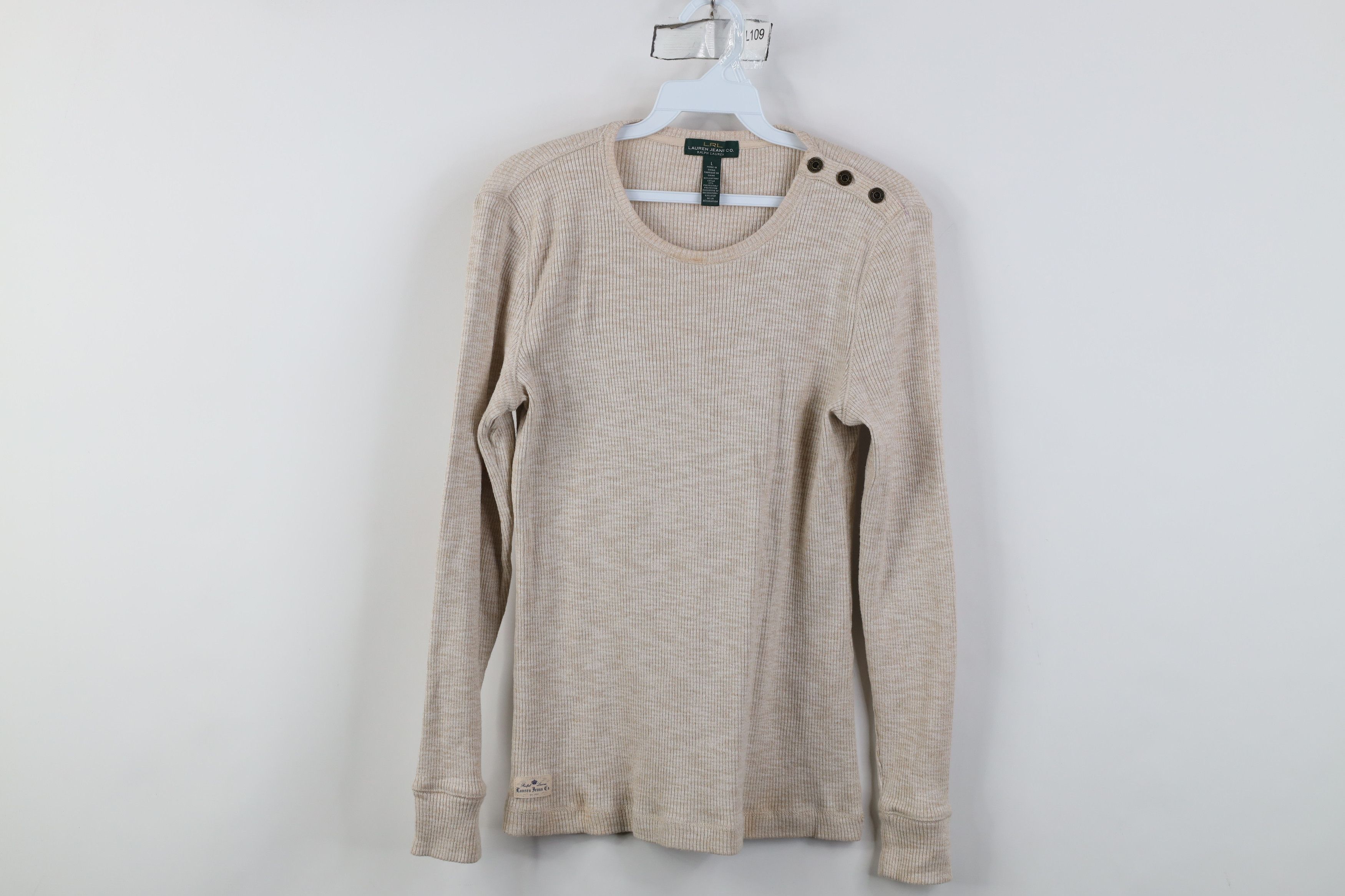Ralph Lauren Vintage 90s Ralph Lauren Ribbed Knit Long Sleeve T-Shirt Size L / US 10 / IT 46 - 1 Thumbnail