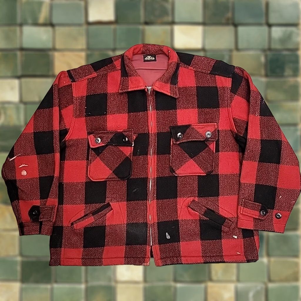 Vintage VTG King Kole Shirt Jacket Mens M Red Buffalo Plaid Wool Over Shirt Logger Button-Up Size US M / EU 48-50 / 2 - 1 Thumbnail