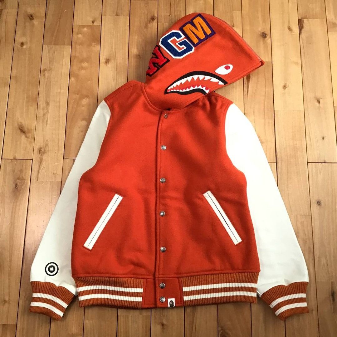 Bape × Nigo BAPE sleeve leather shark hoodie varsity jacket APE NIGO Size US M / EU 48-50 / 2 - 1 Thumbnail