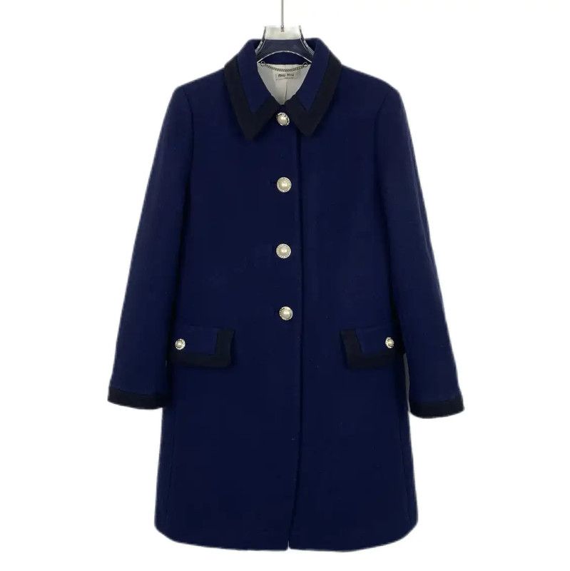 Miu Miu Miu Miu Women's Wool Navy Blue Coat 0089 Size ONE SIZE - 1 Thumbnail