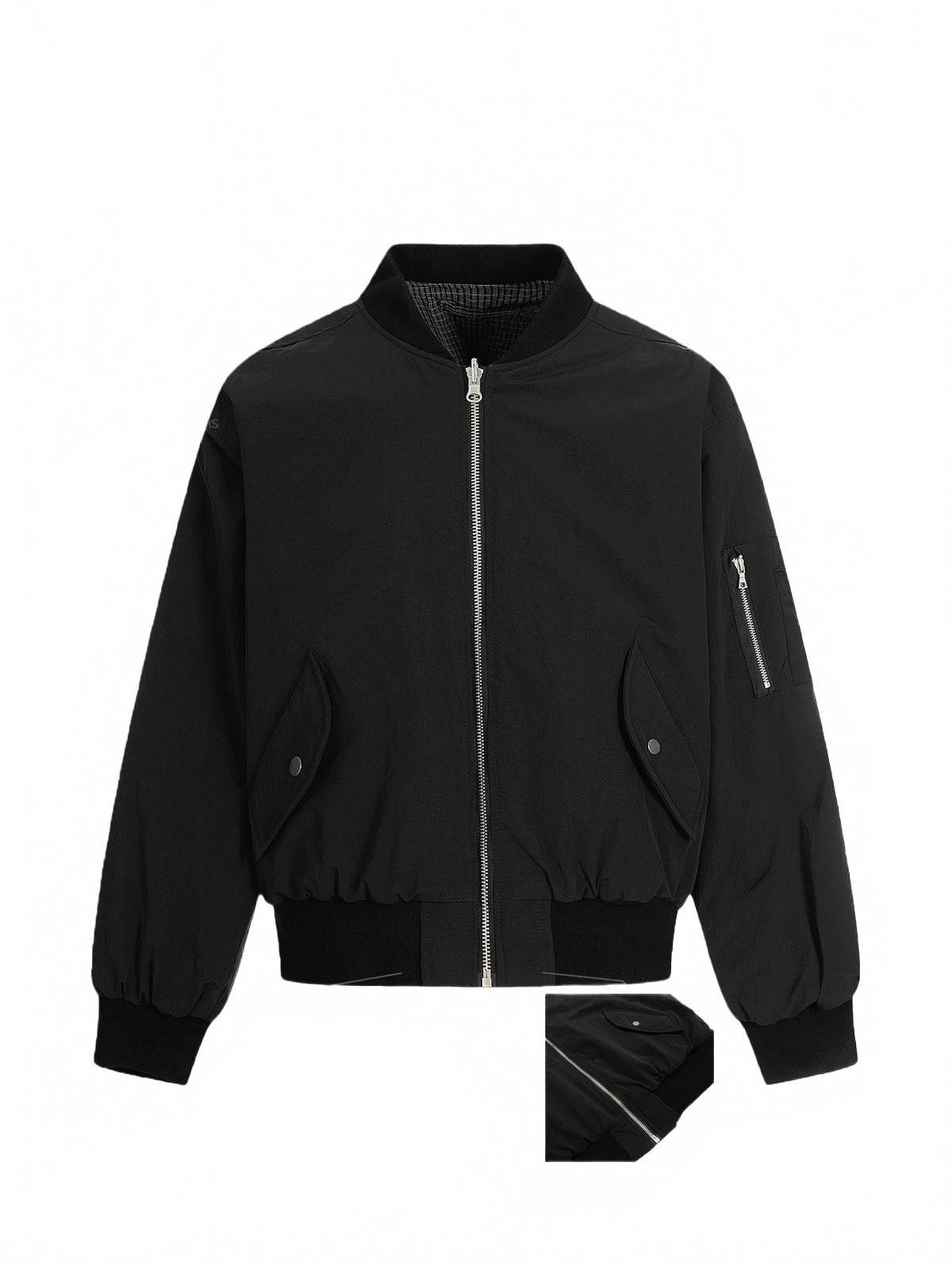 Japanese Brand Black Oversized Bomber Jacket, Reversible Men's Outerwear Size US M / EU 48-50 / 2 - 1 Thumbnail