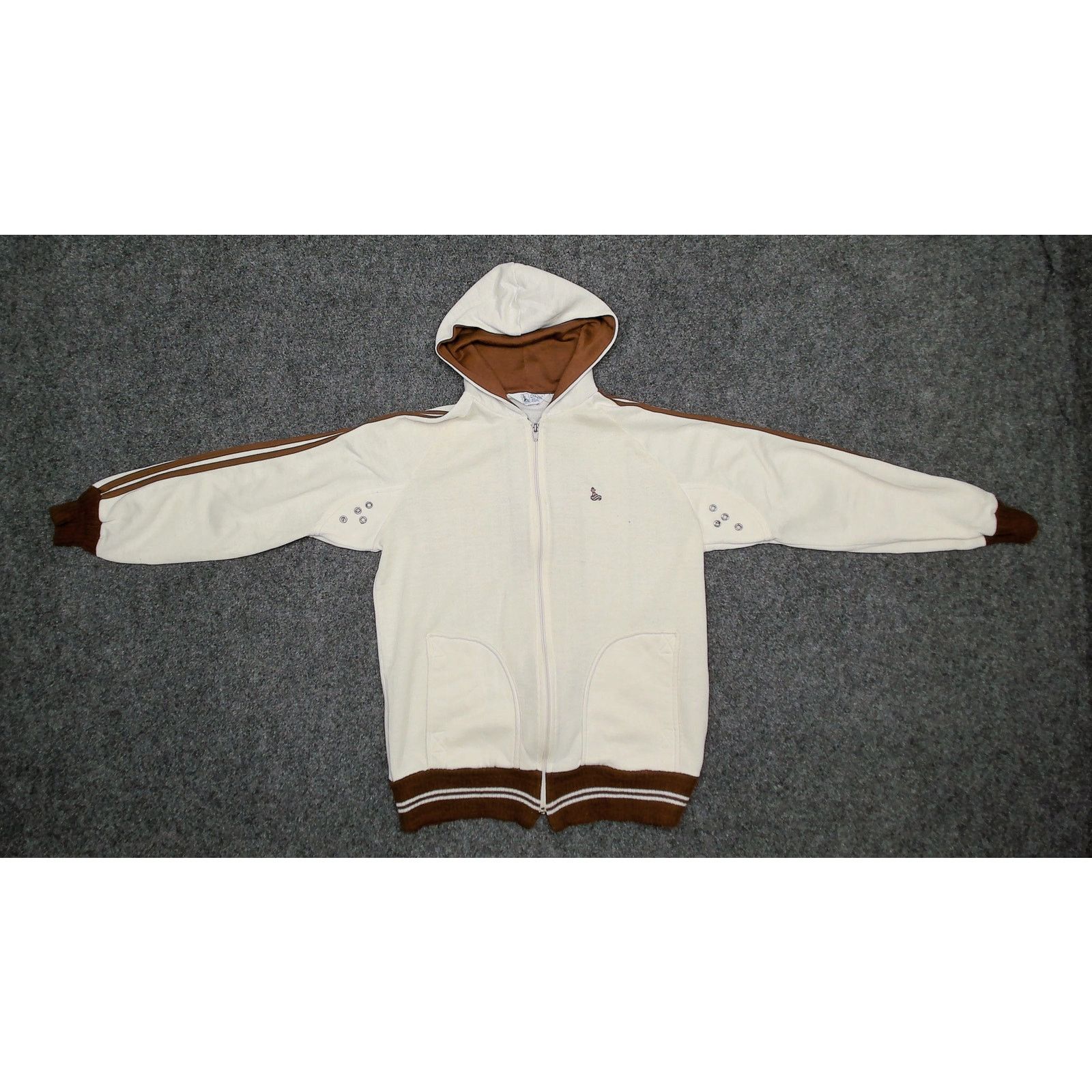 Vintage Vintage 1970s Channel Mark Ivory 2-Stripe Boxy Track Hoodie Size US M / EU 48-50 / 2 - 5 Thumbnail