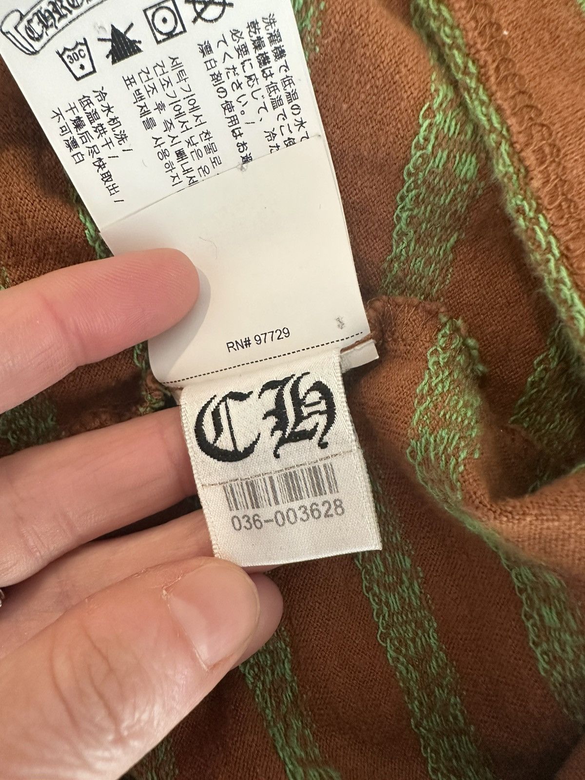 Chrome Hearts F*CK YOU STRIPE LOGO TEE "BROWN/GREEN" Size US XS / EU 42 / 0 - 6 Thumbnail