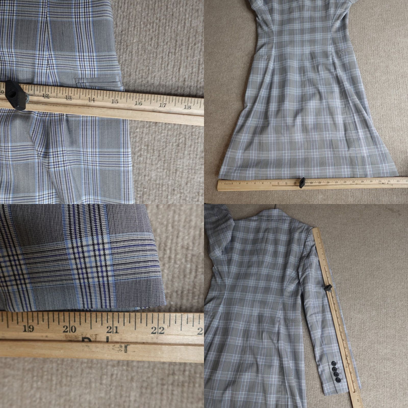 Theory Theory Blazer Women Gray Plaid Wool Long Sleeve Zip Button Casual Business 2 Regular Dry Clean No N/A Size XS / US 0-2 / IT 36-38 - 9 Thumbnail
