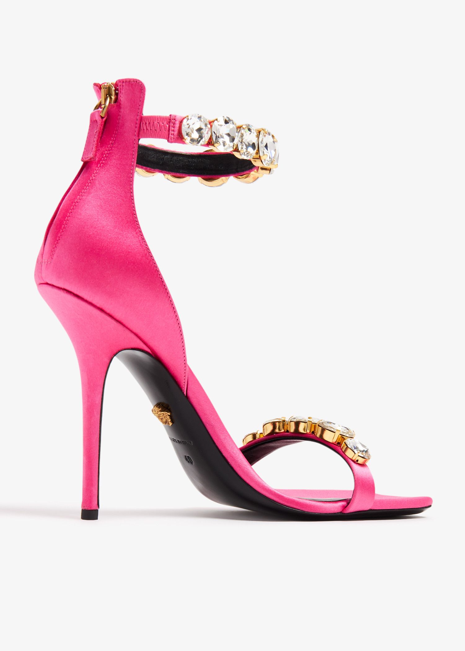 Versace o1s22i1n1024 Crystals Satin Sandals in Pink Size US 8 / IT 38 - 4 Thumbnail