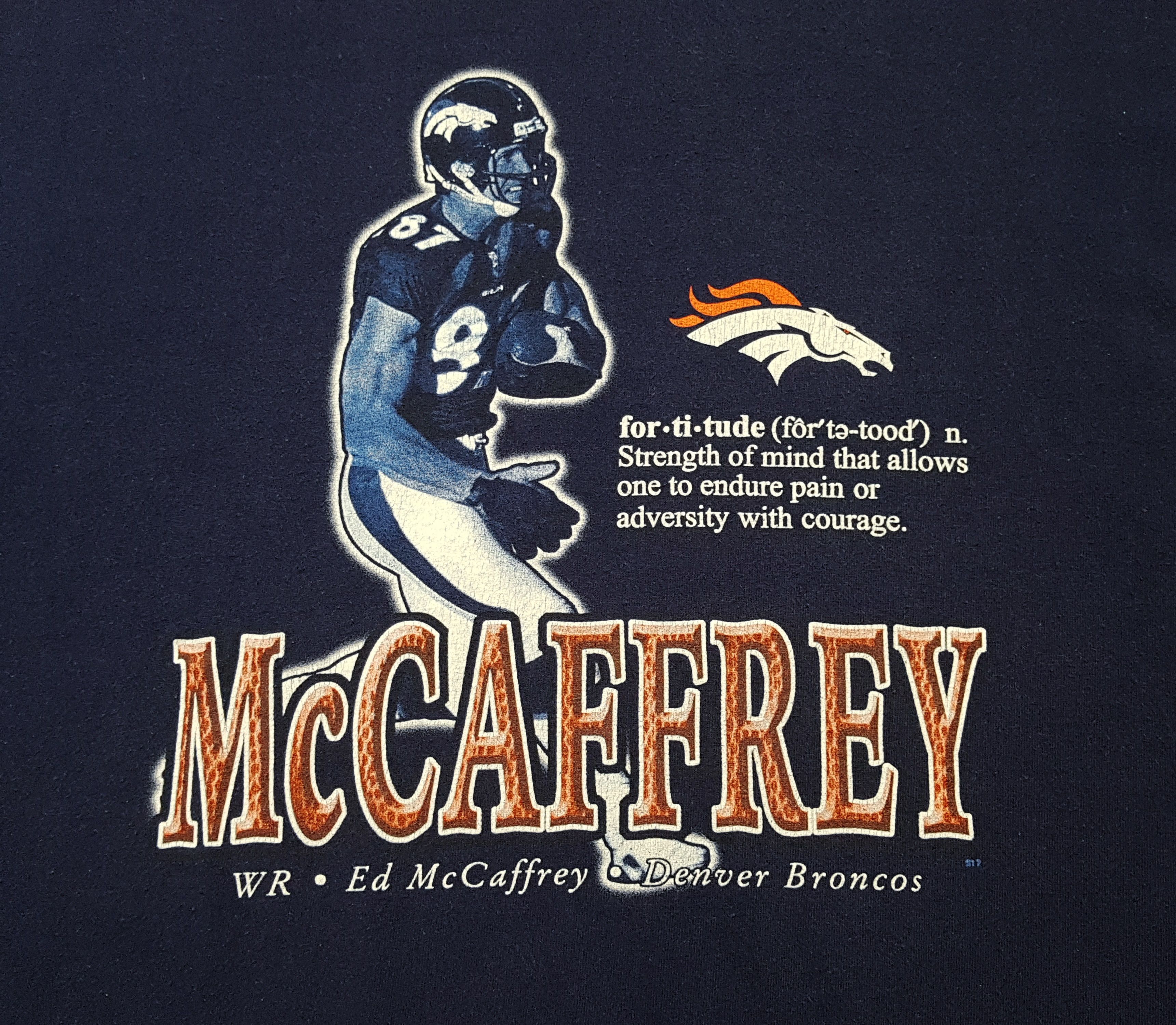 NFL NFL Vintage Ed McCaffrey Denver Broncos Fortitude T Shirt XL Size US XL / EU 56 / 4 - 3 Thumbnail
