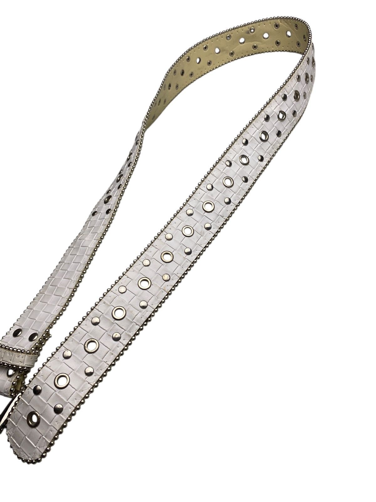 If Six Was Nine 2000's White Studded Ring Pattern Belt Size ONE SIZE - 3 Thumbnail