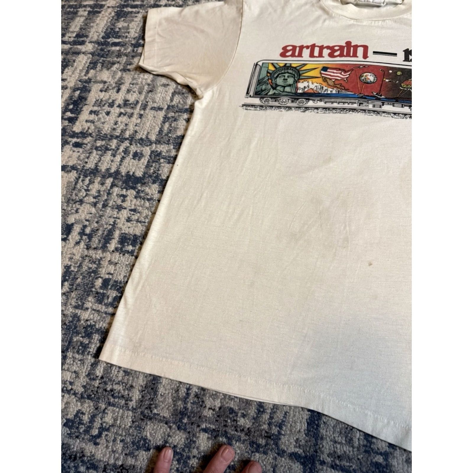 Hanes VINTAGE The Arttrain Graffiti Train NYC T Shirt Sz L Hanes Crew Neck Graphic Print White 1980s 80s Art Hip Hop Streetwear Graffiti Men MENS Size US L / EU 52-54 / 3 - 7 Thumbnail