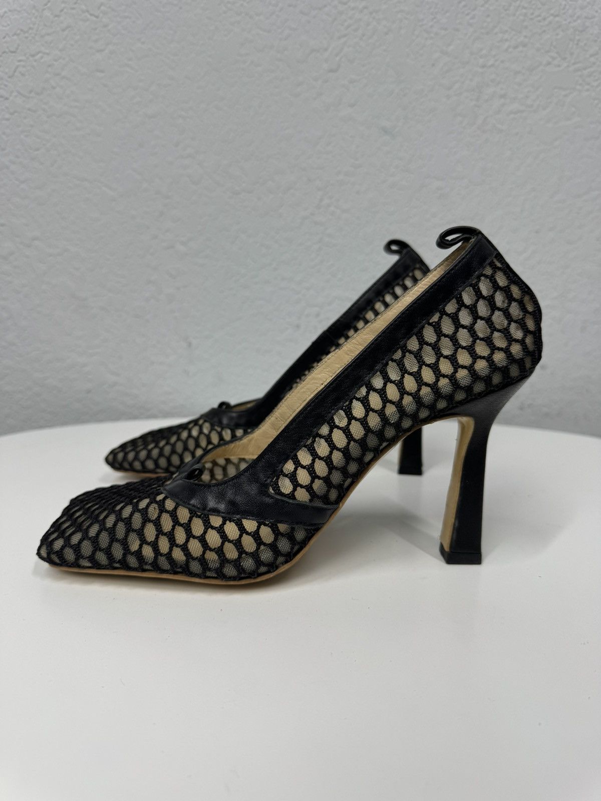 Bottega Veneta Vintage Bottega Veneta Black Net Mesh Leather Sandal Heel Size US 8 / IT 38 - 6 Thumbnail