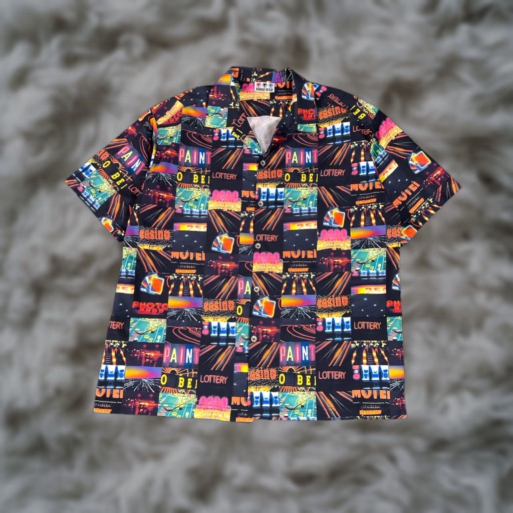 Rails Third Rail Short Sleeve Button-Up Mens Black Casino Neon Graphic Print XL Button-Down Shirt Size US 36 / EU 52 - 1 Thumbnail