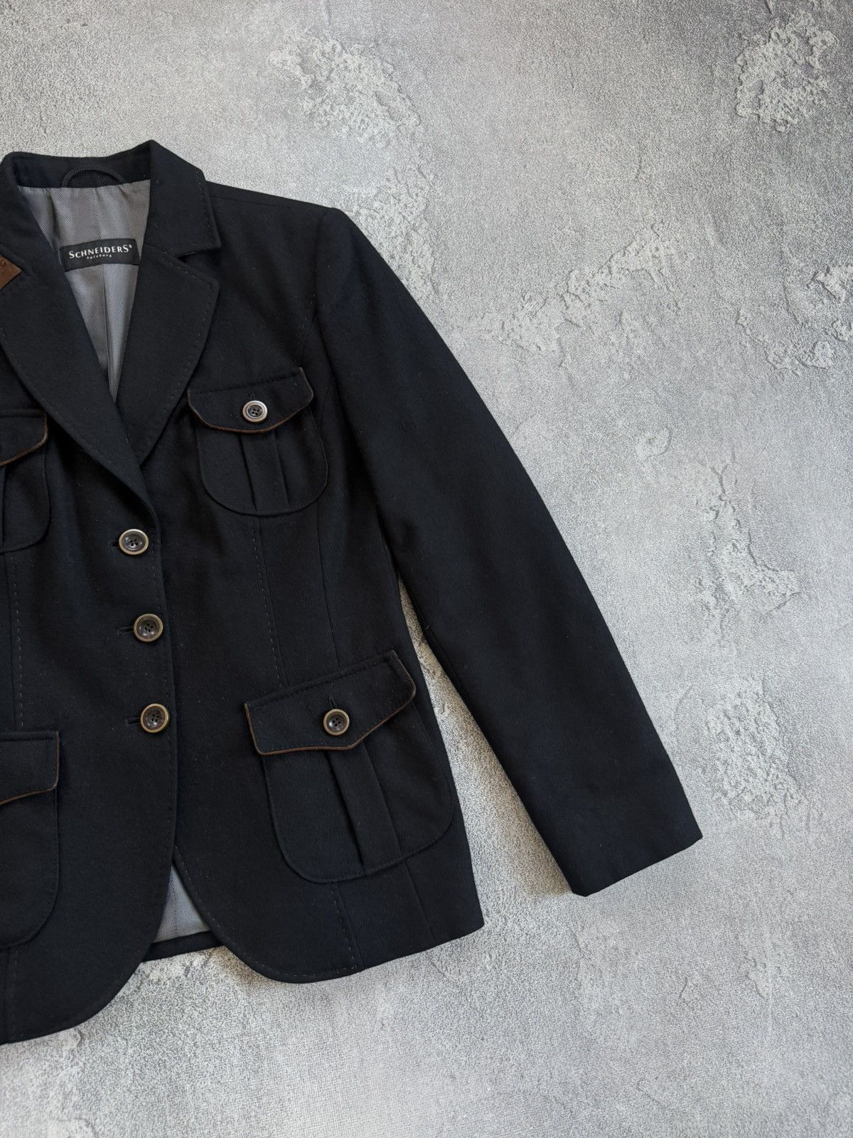 Schneiders Schneiders F40/USA8/I42 black virgin wool jacket blazer Size M / US 6-8 / IT 42-44 - 10 Thumbnail