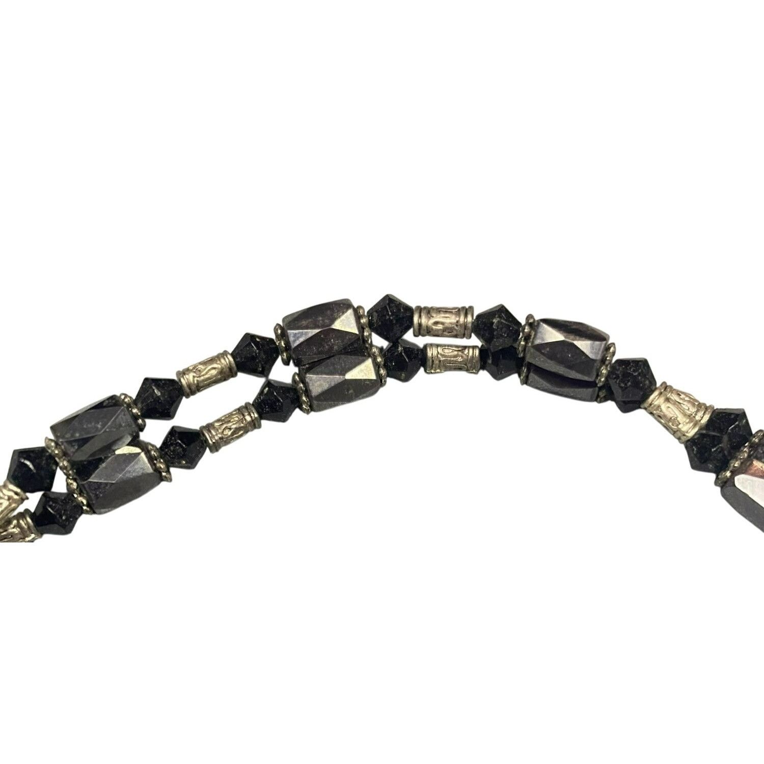 Other Vintage Black Hematite & Silver Beaded Magnetic Necklace Or Size ONE SIZE - 3 Thumbnail