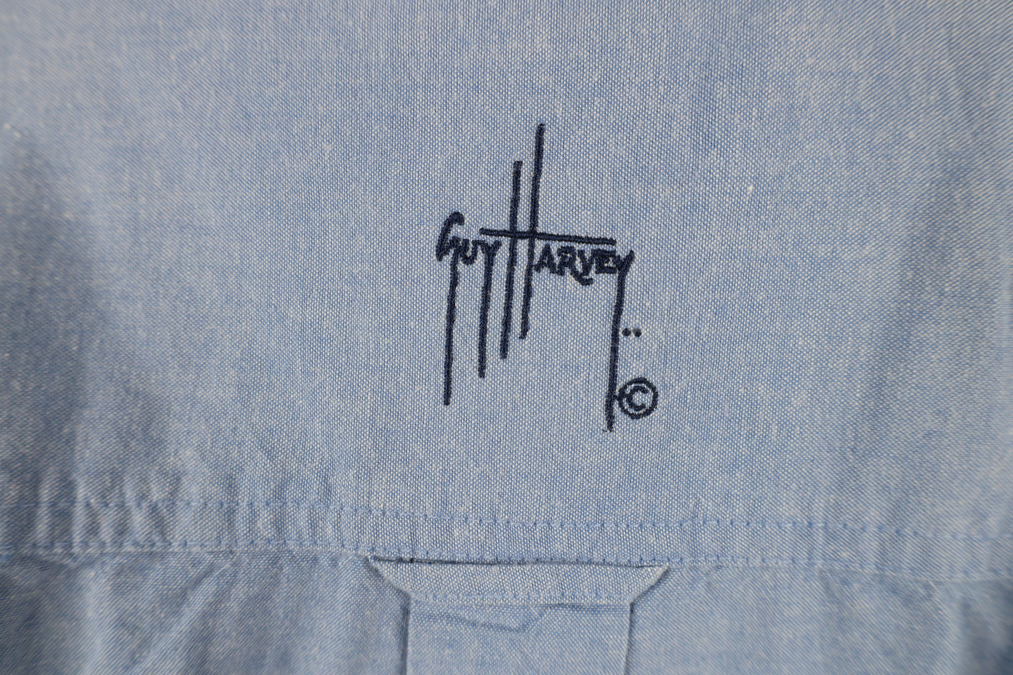 Guy Harvey × Vintage Vintage 90s Guy Harvey Short Sleeve Button Down Shirt Blue Size US XL / EU 56 / 4 - 11 Thumbnail