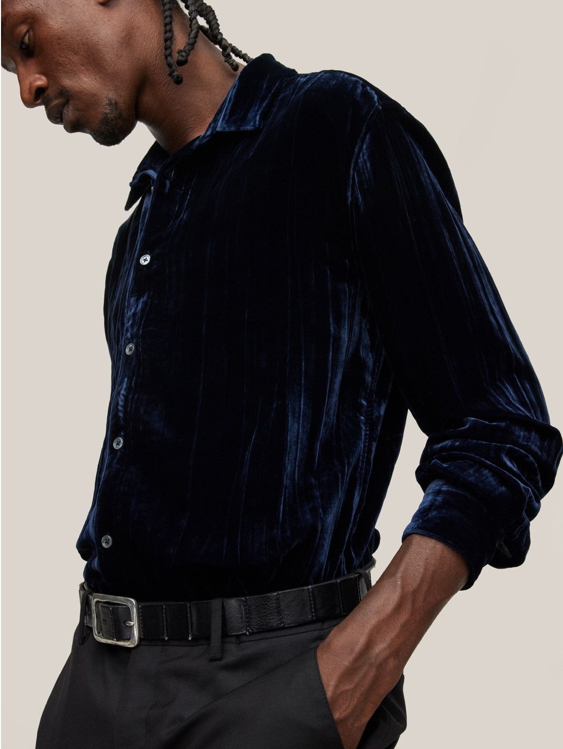 John Varvatos Crinkled Velvet slim Shirt large Size US L / EU 52-54 / 3 - 14 Thumbnail