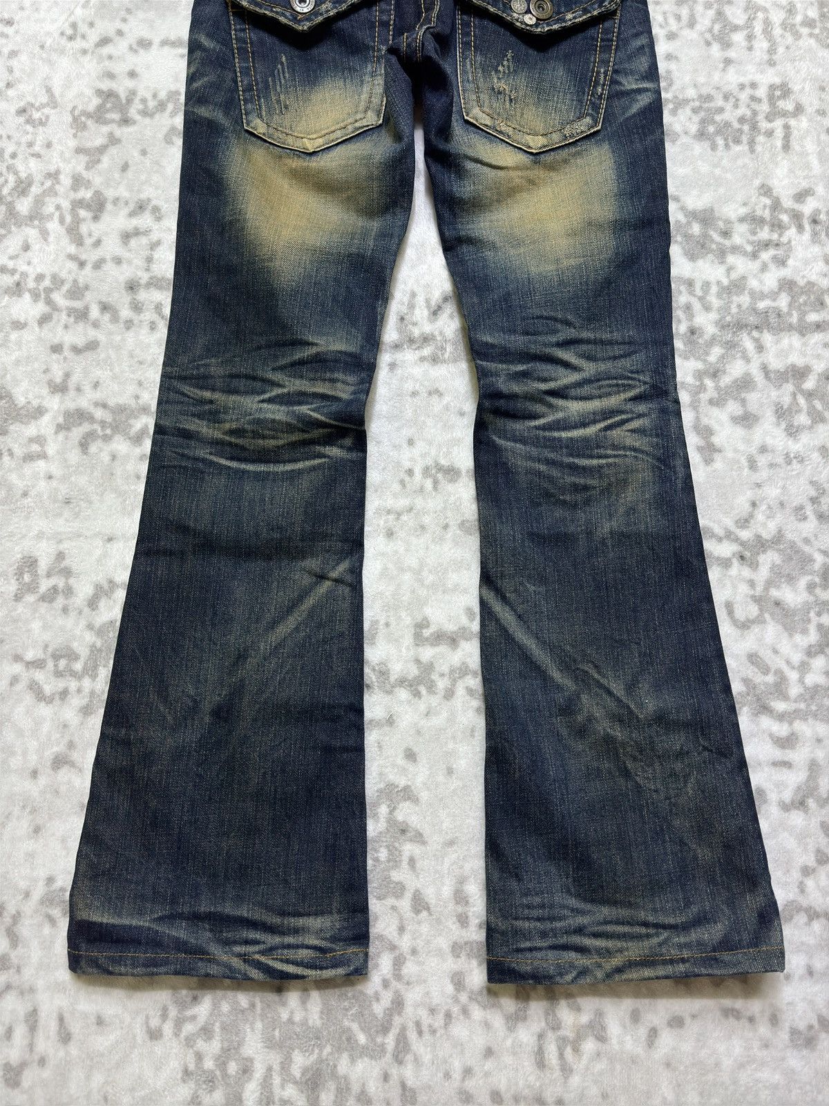 Japanese Brand Flared Lolita Jeans Muddy Wash Claw Mark Distressed Denim Size US 27 - 11 Thumbnail