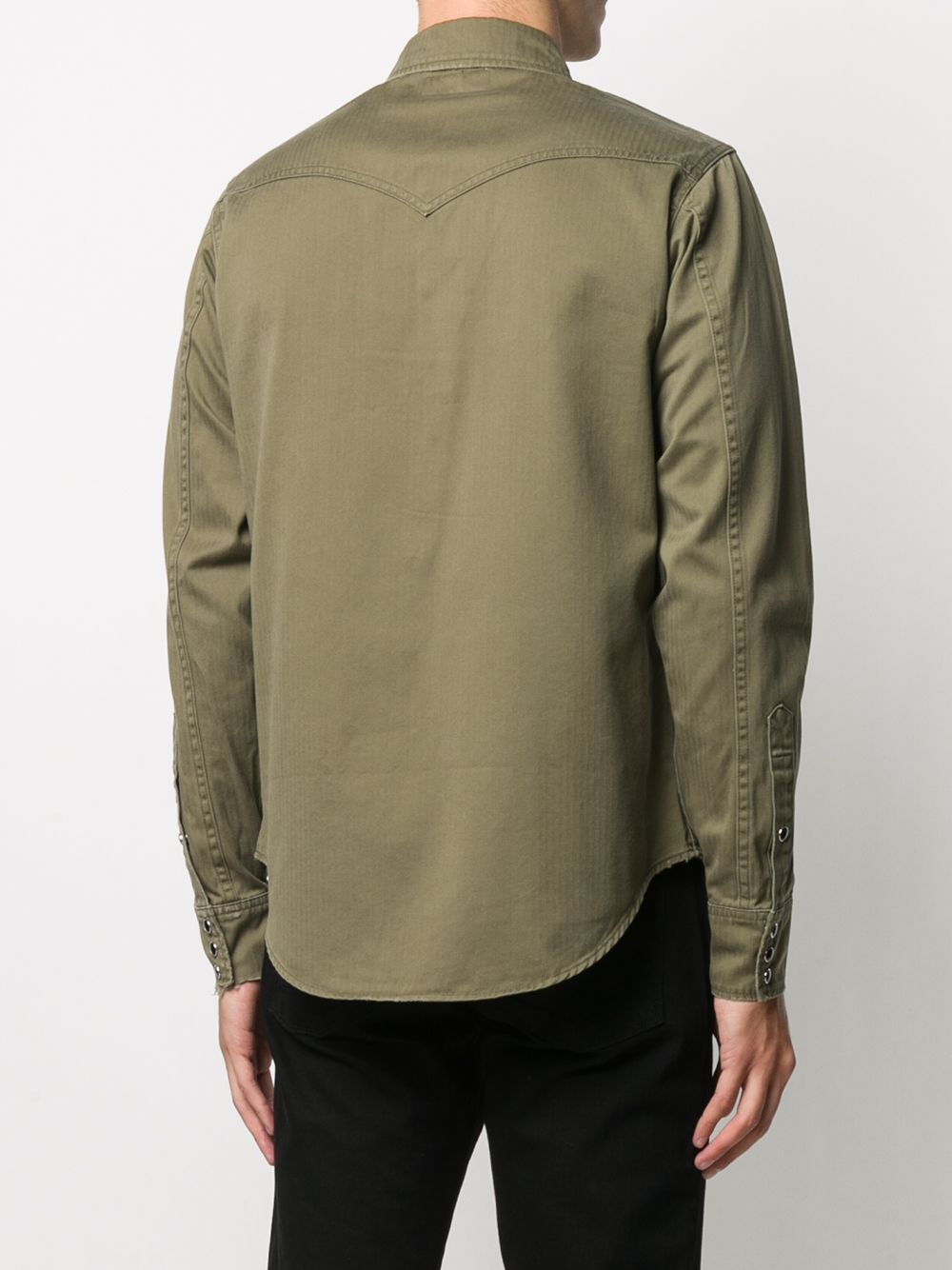 Saint Laurent Paris o1mle1224 Classic Werstern Shirt in Khaki Green Size US M / EU 48-50 / 2 - 4 Thumbnail