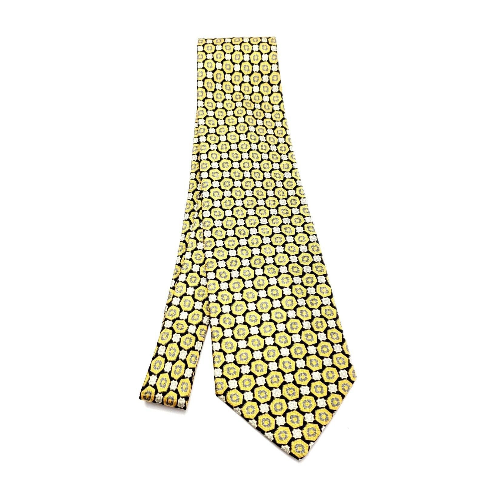 Designer Today's Man Yellow Silk Tie Woven Geometric Size ONE SIZE - 7 Thumbnail