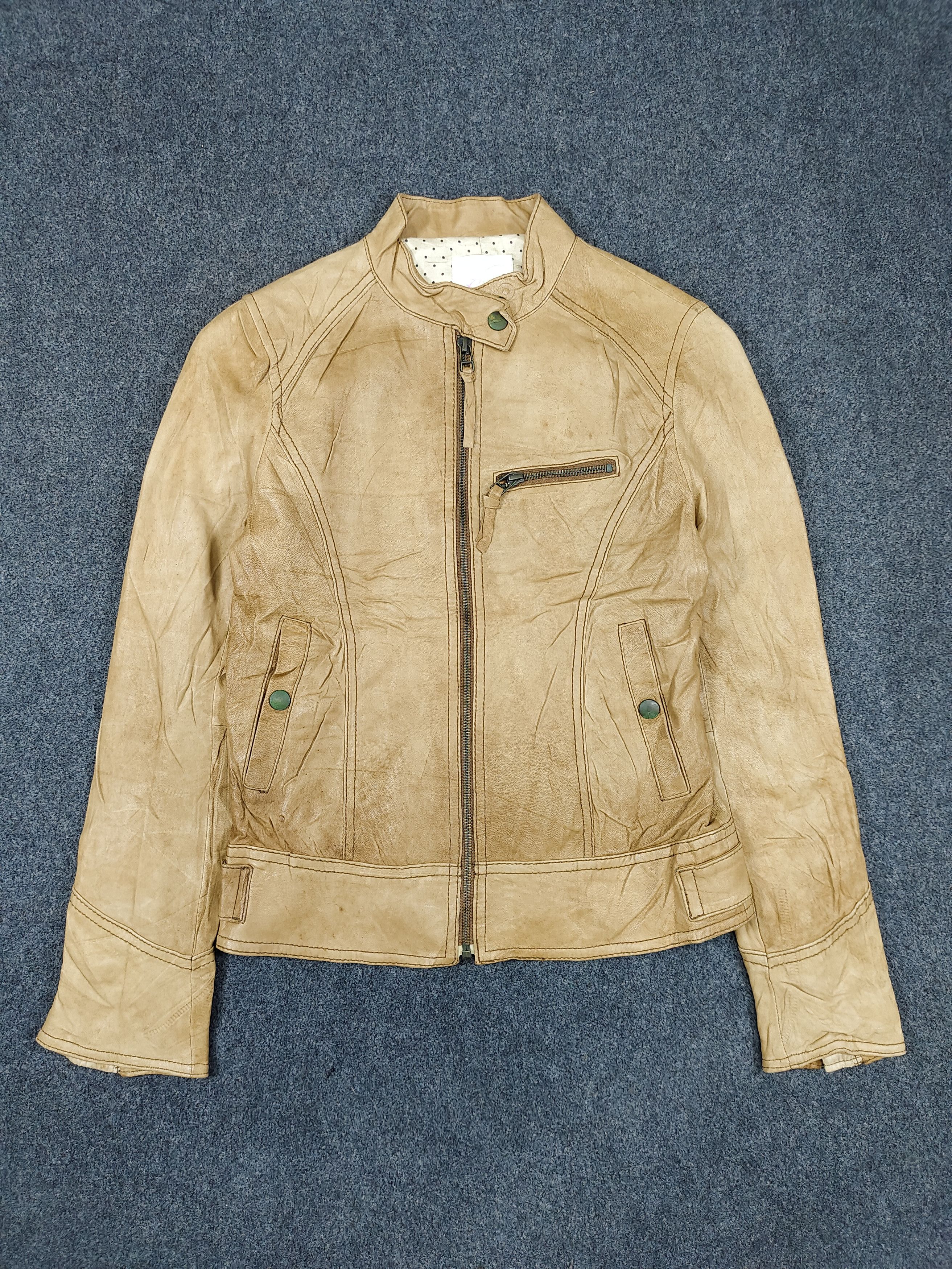 Japanese Brand Letter Back Number🇯🇵Slim Cafe Racer Lamb Leather Jacket Size M / US 6-8 / IT 42-44 - 7 Thumbnail