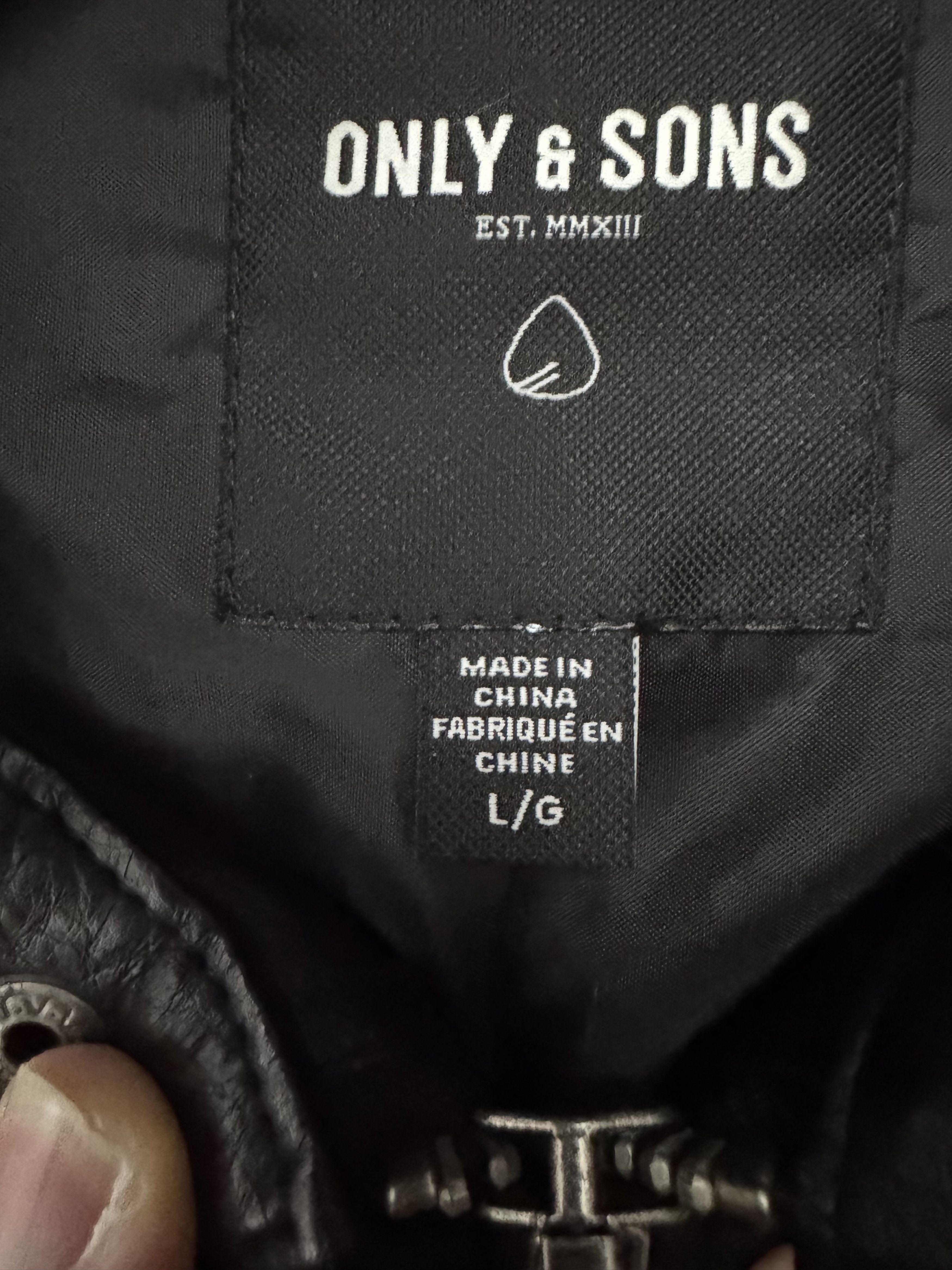 Other Only & Sons Men's Faux LeatherJacket Black Biker Rock Style! Size US L / EU 52-54 / 3 - 6 Thumbnail