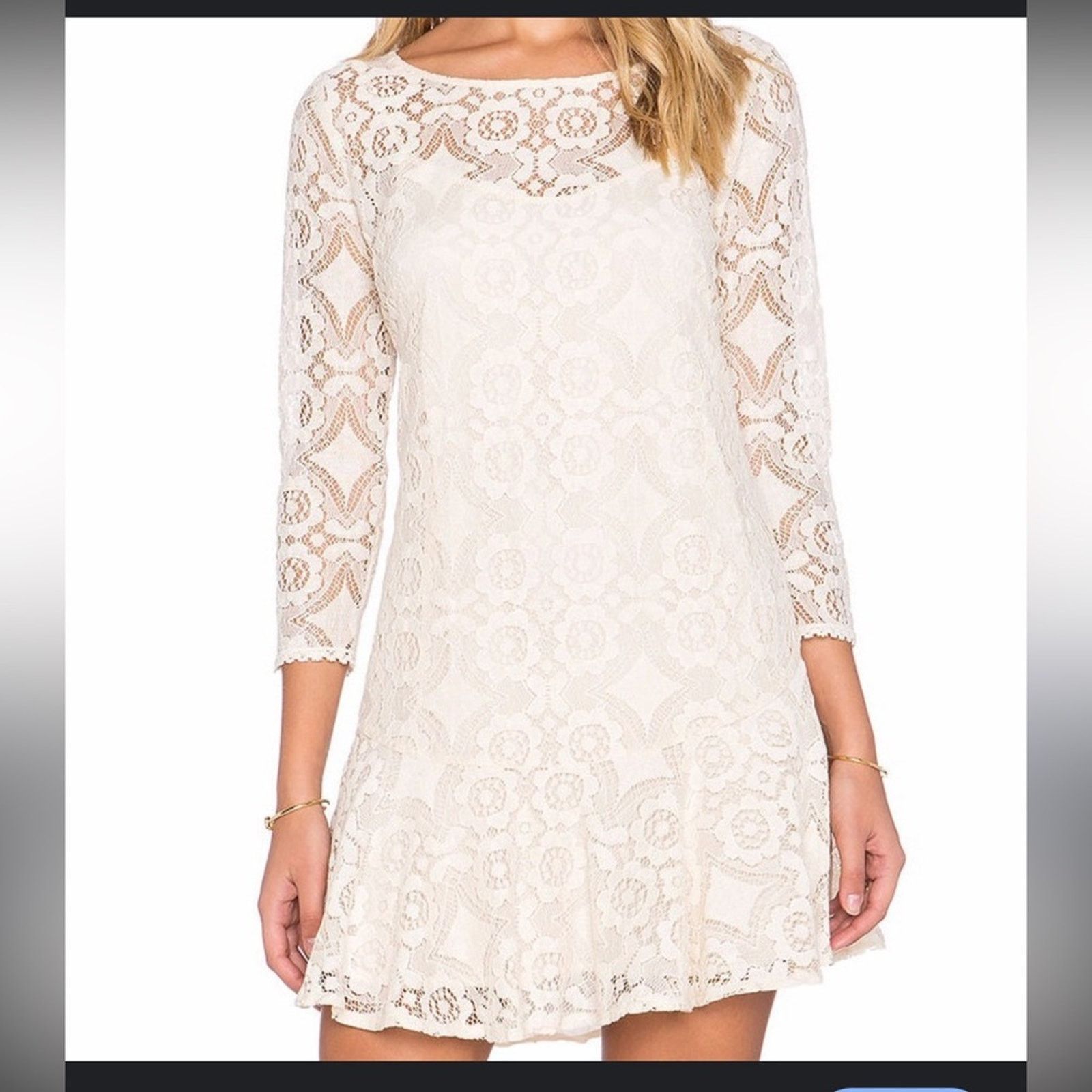 Free People Free People Walking to the Sun Lace Dress – Cream – Size 6 Size M / US 6-8 / IT 42-44 - 1 Thumbnail