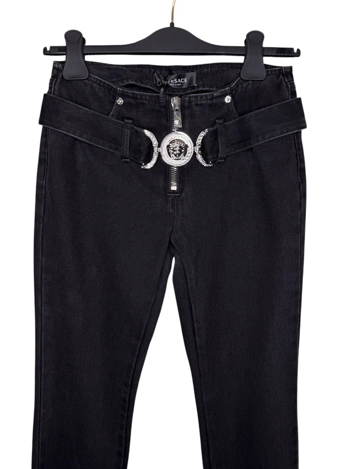Versace Versace black jeans with Medusa belt – Size 24 Size 24" / US 00 / IT 34 - 1 Thumbnail