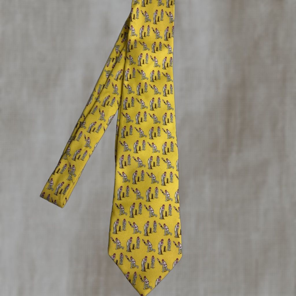 Ralph Lauren VINTAGE Ralph Lauren Silk Necktie Made Italy Yellow Cricket Men Size ONE SIZE - 1 Thumbnail
