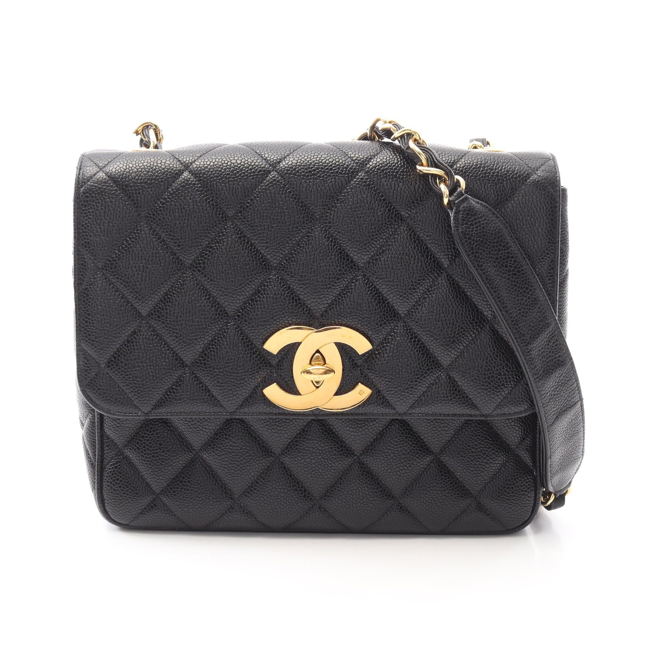 Chanel Chanel Matelasse Single Flap Chain Shoulder Bag Caviar Skin Black Gold Hardware Size ONE SIZE - 1 Thumbnail