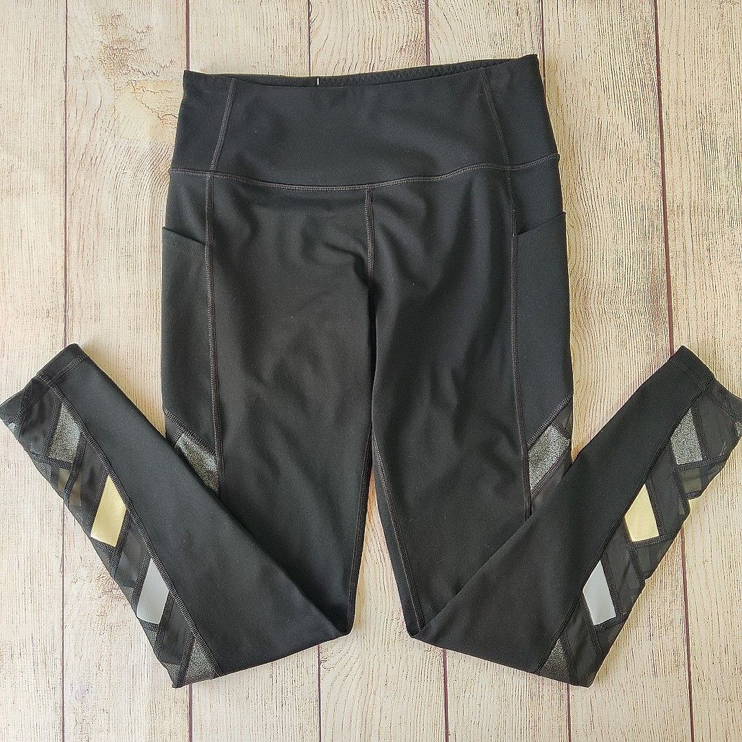 Victoria's Secret Victoria Sport Knockout Metallic Mesh Panel Tights sz M Size 30" / US 8 / IT 44 - 1 Thumbnail